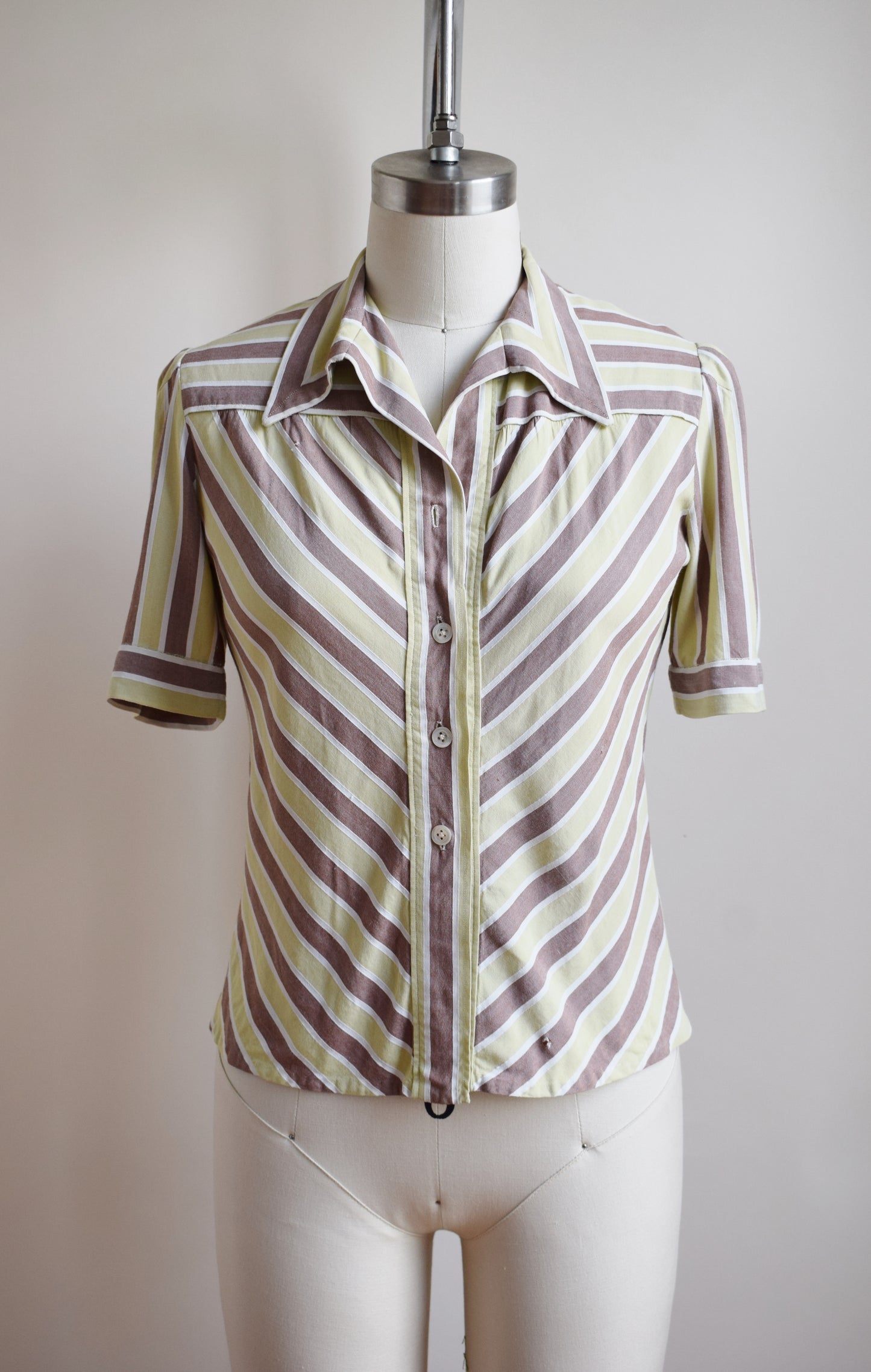 1940s Chevron Stripe Blouse | XS/S
