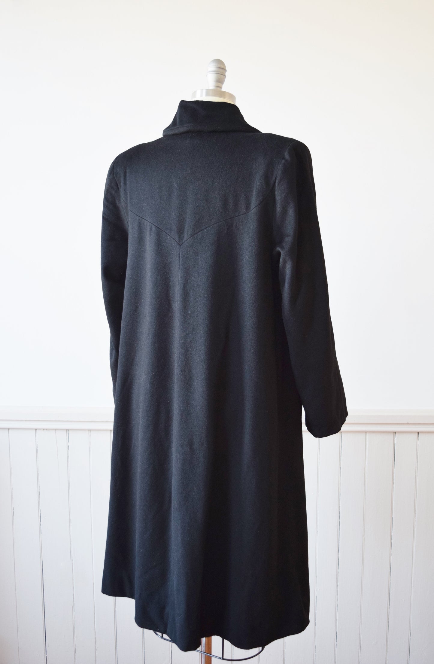 1940s Black Wool Swing Coat | S/M