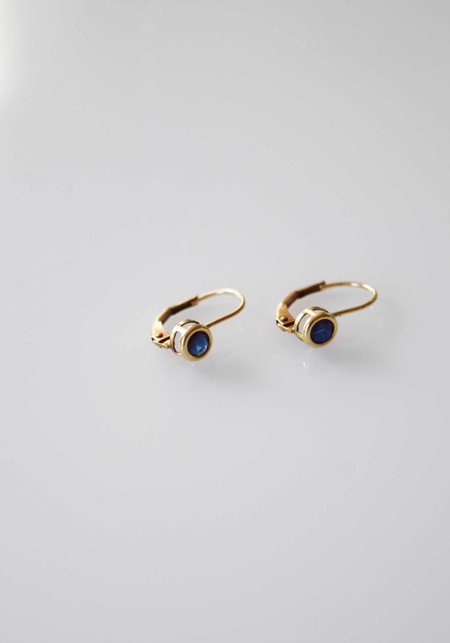 Vintage 10kt Gold and Sapphire Lever Back Earrings