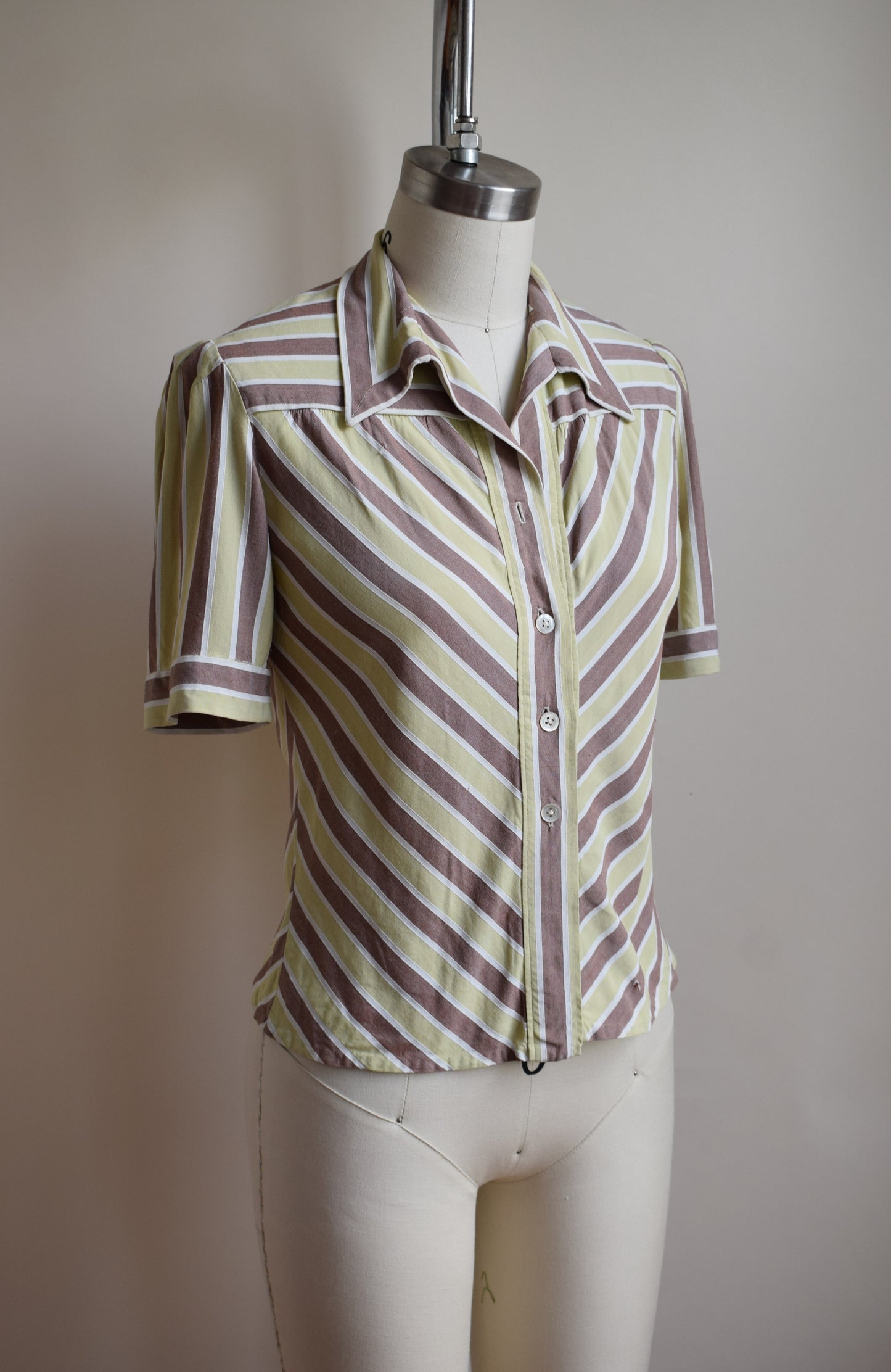 1940s Chevron Stripe Blouse | XS/S