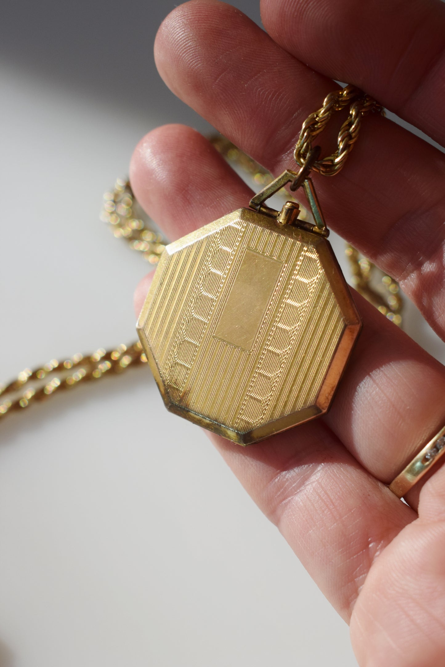 Large Antique Gold-fill Art Deco Locket | Octagon