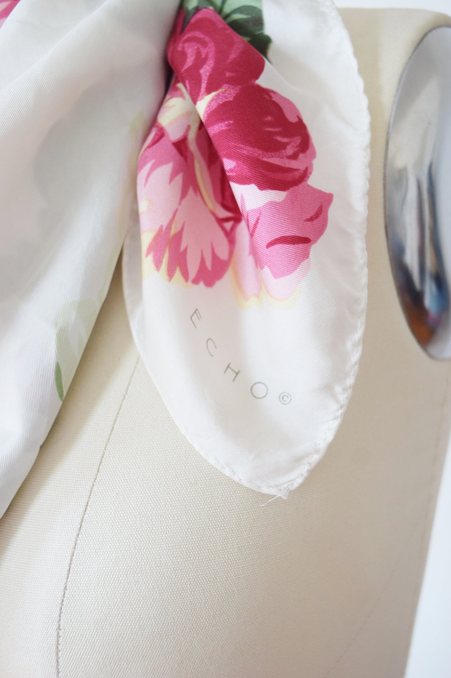 Vintage “Sea Rose” Silk Scarf by Echo