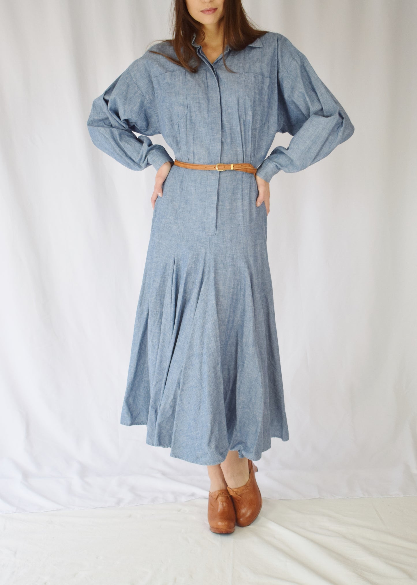 1990s Norma Kamali Chambray Dress | S/M
