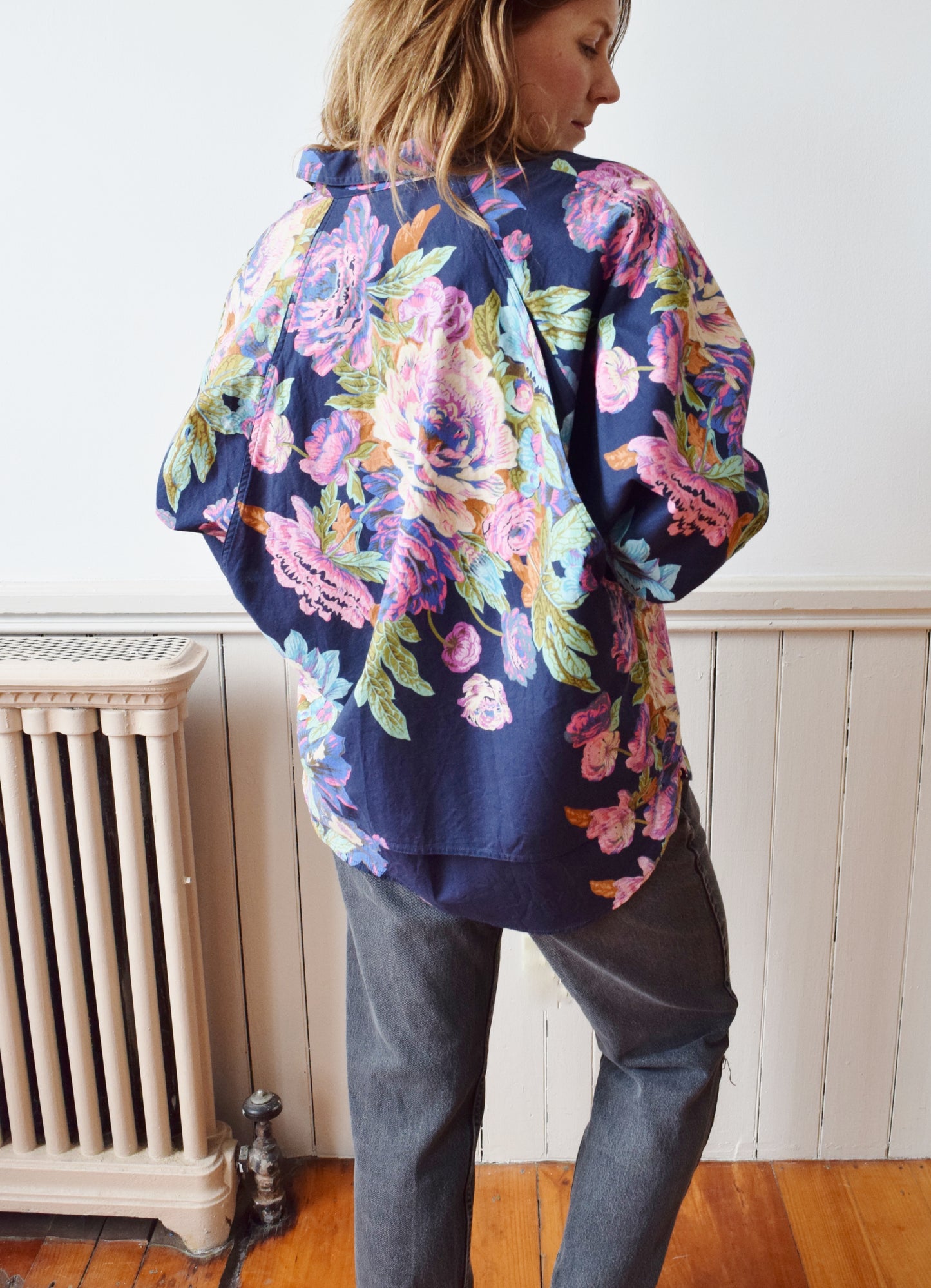 1980s Technicolor Floral Smock Top | OS