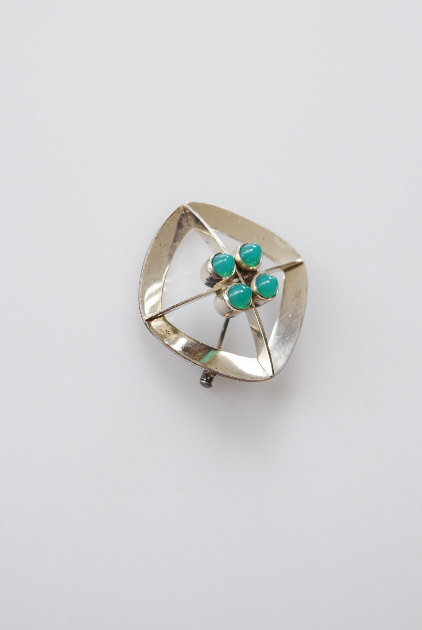 1970s Kultaseppa Solavaara Sterling + Agate Modernist Brooch