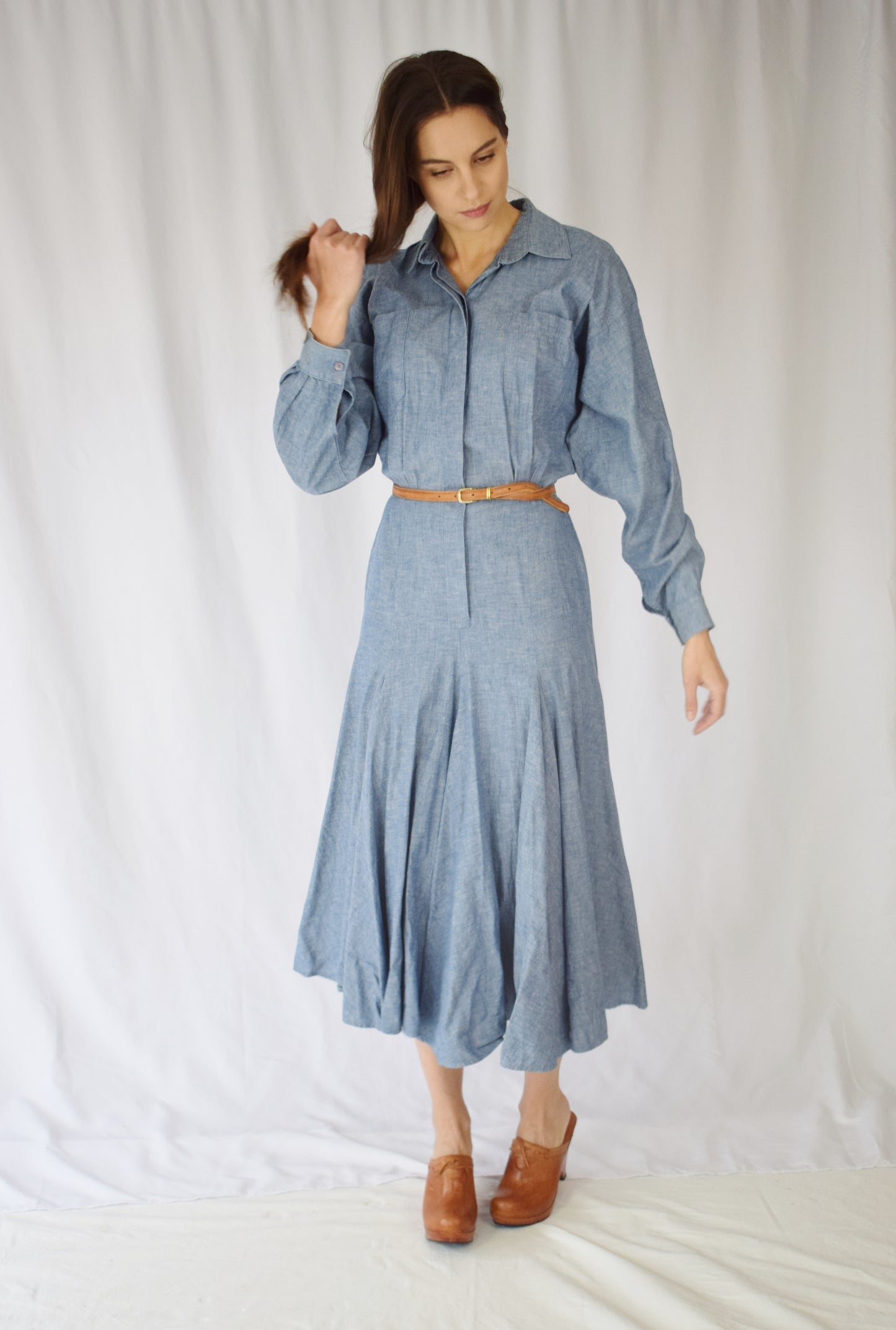 1990s Norma Kamali Chambray Dress | S/M