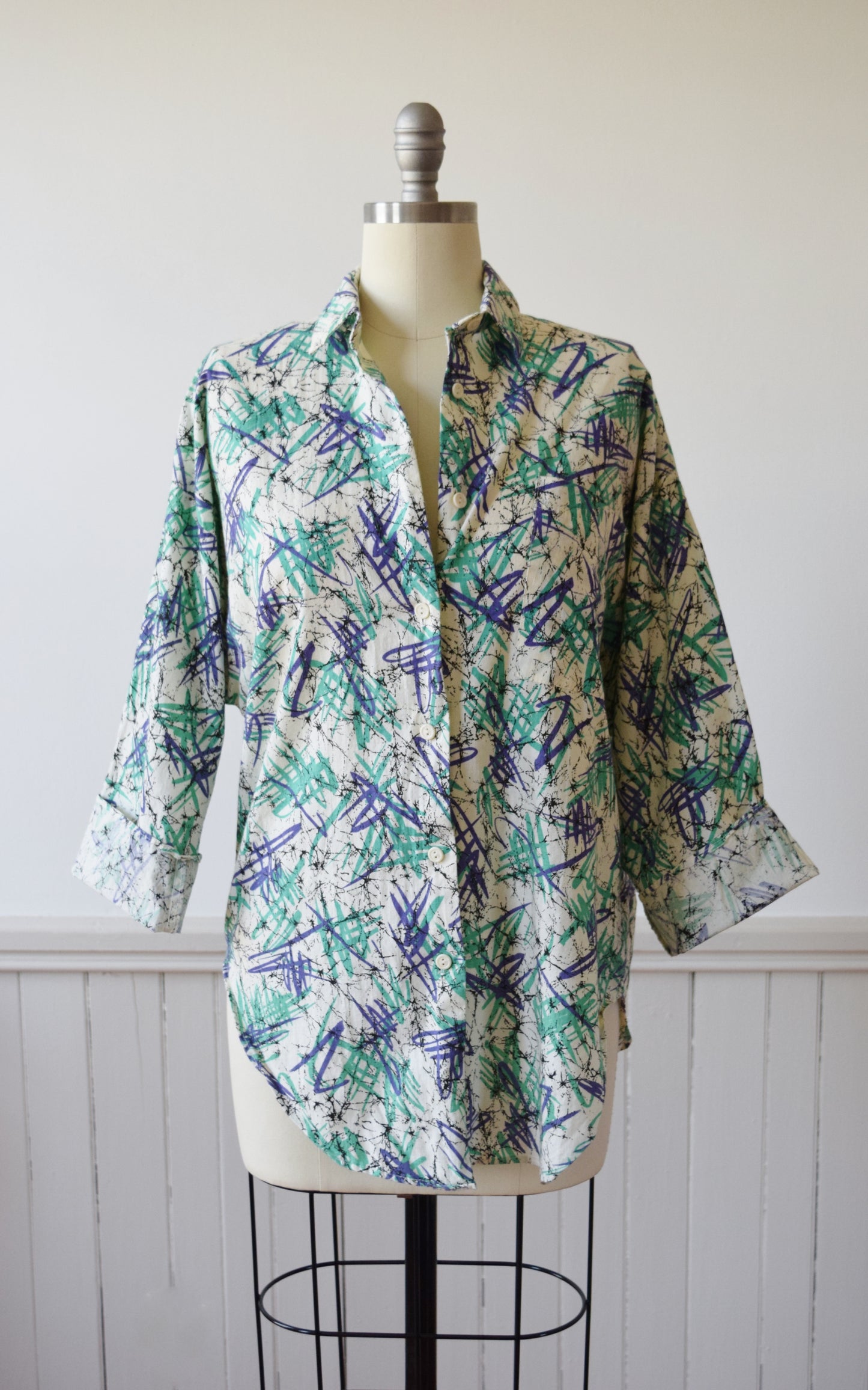 Vintage Scribble Shirt | 1980s | M