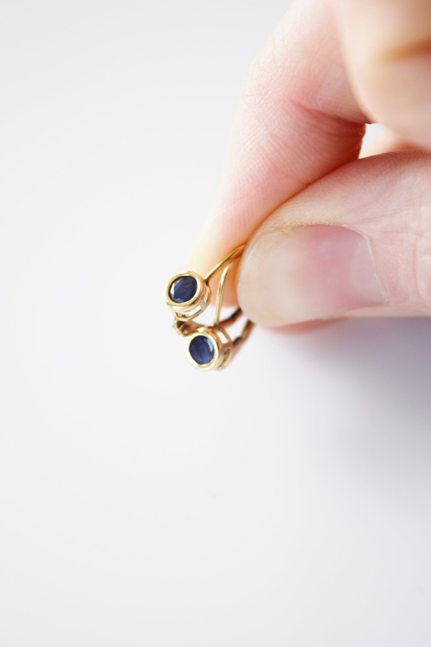 Vintage 10kt Gold and Sapphire Lever Back Earrings
