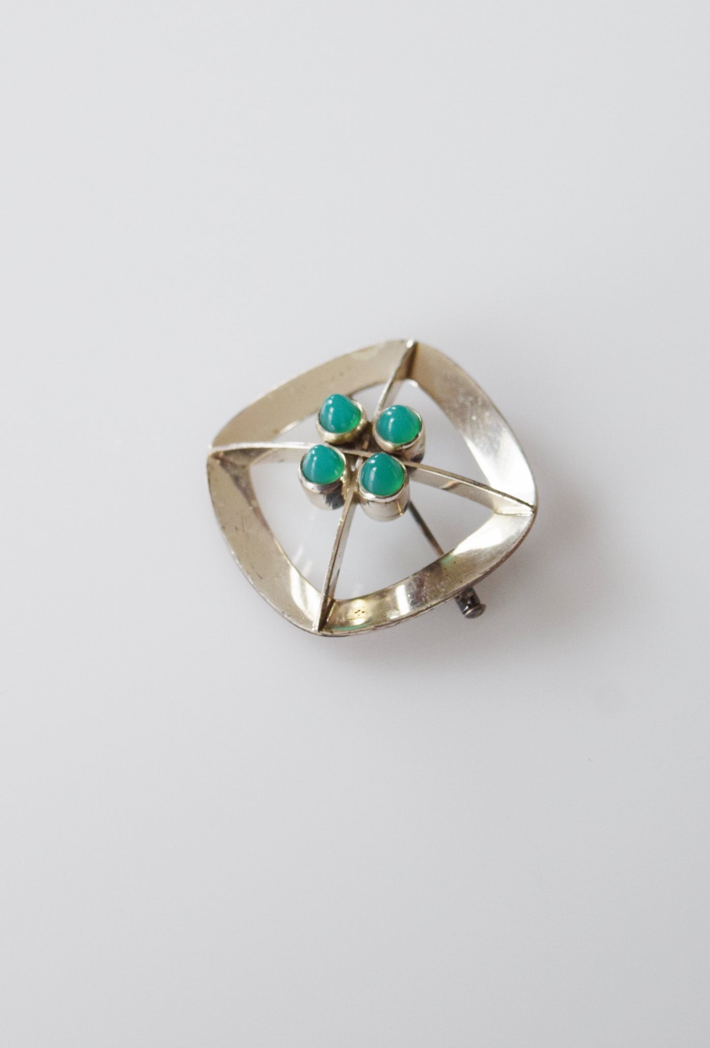 1970s Kultaseppa Solavaara Sterling + Agate Modernist Brooch