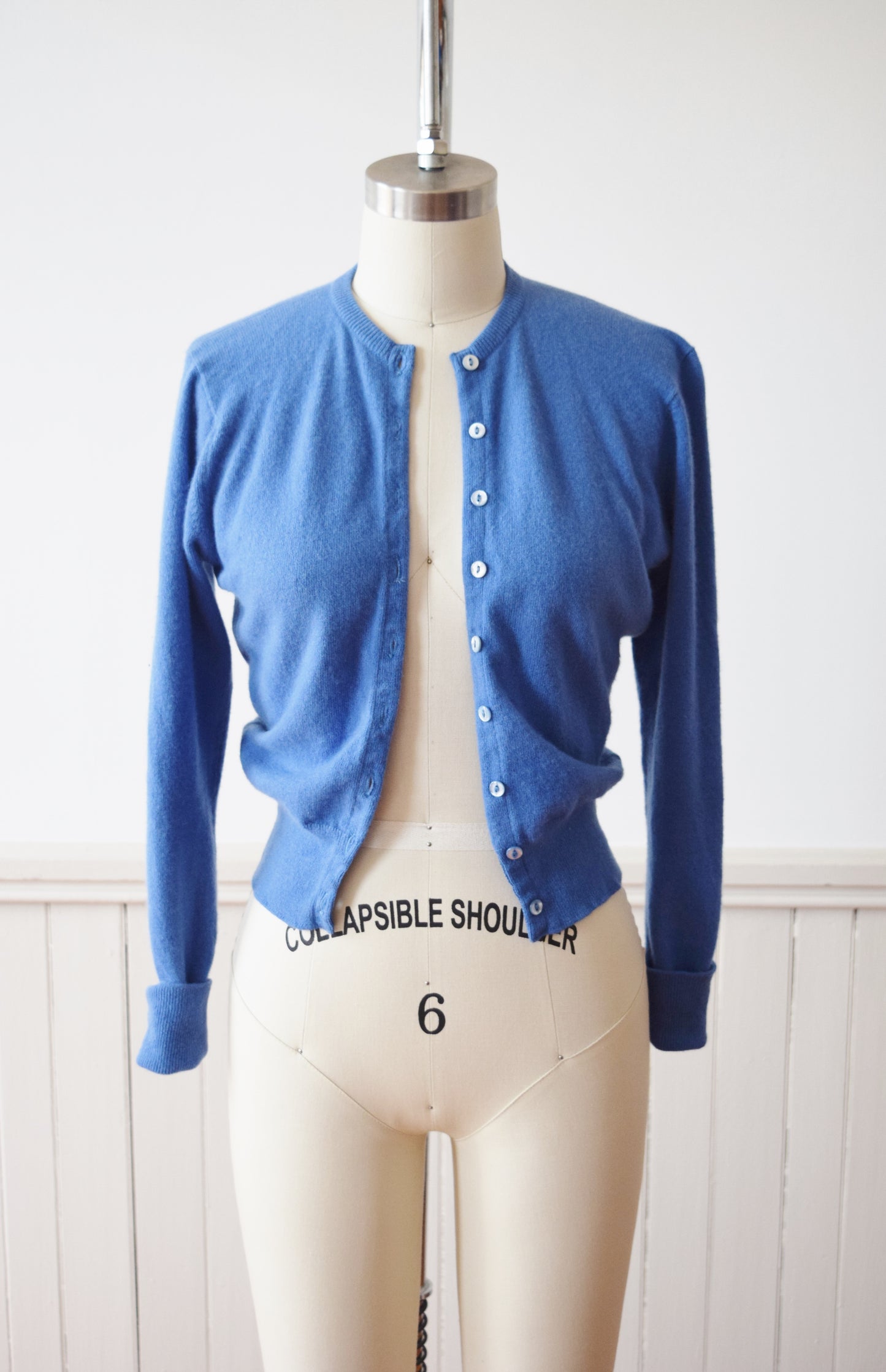 1950s/60s Sky Blue Classic Cashmere Cardigan | XS/P
