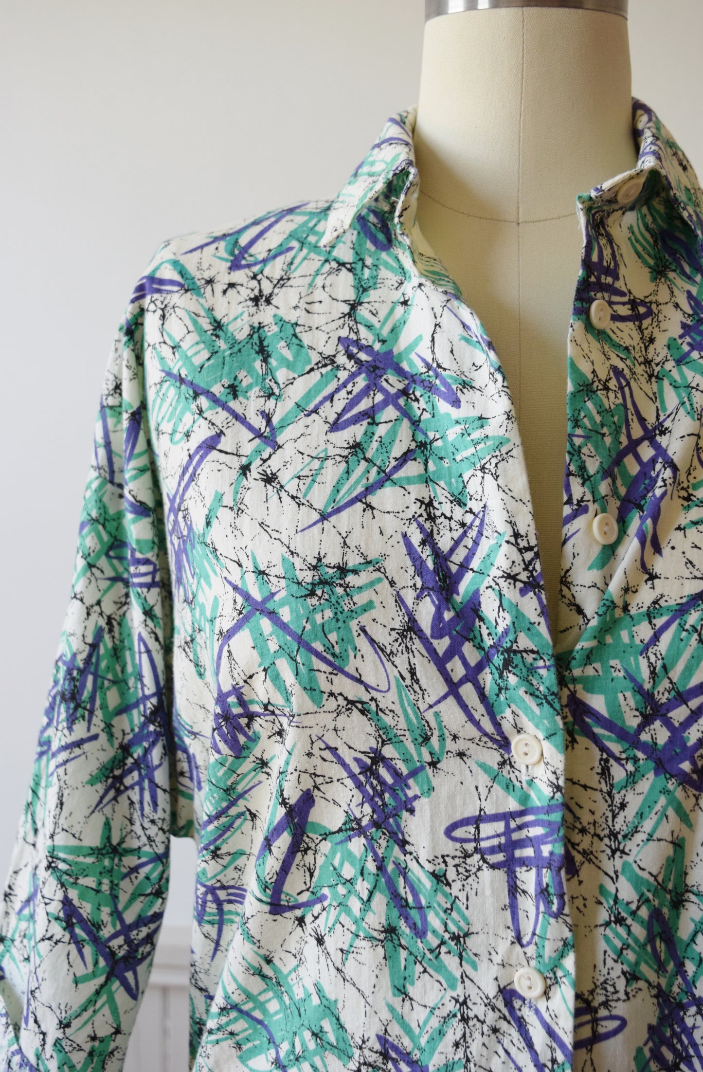 Vintage Scribble Shirt | 1980s | M
