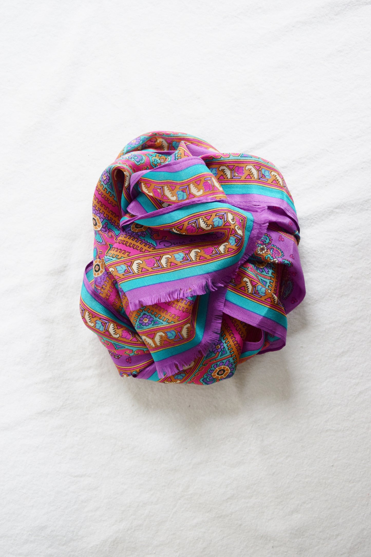 Vintage Oscar de la Renta Silk Scarf in Jewel Tones