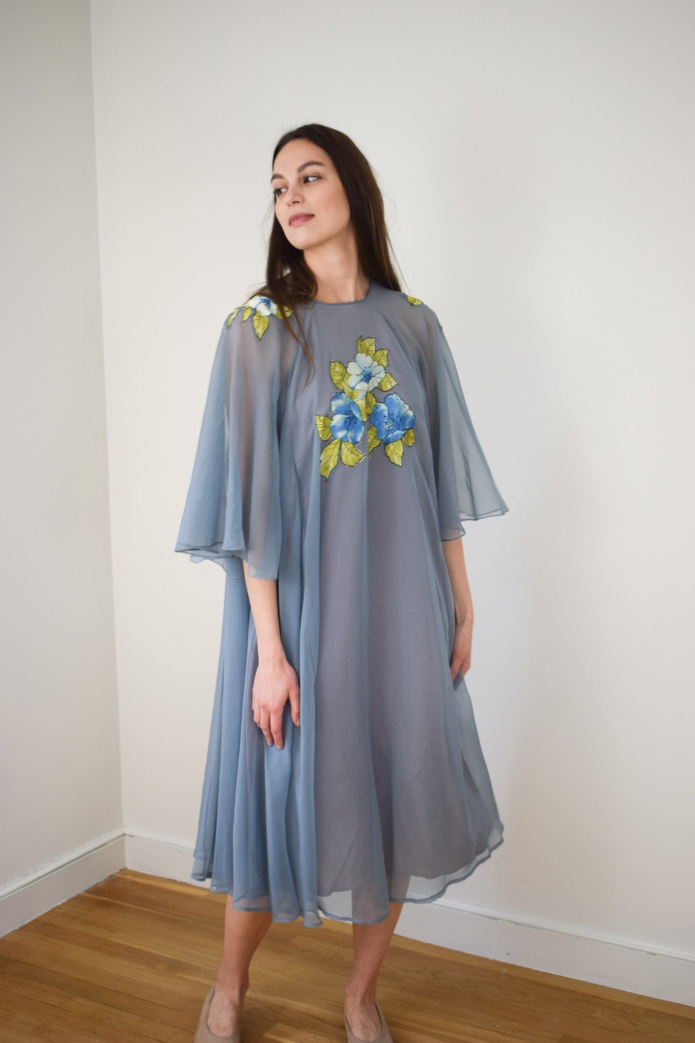 1970s Jean Varon Chiffon Dress | S/M