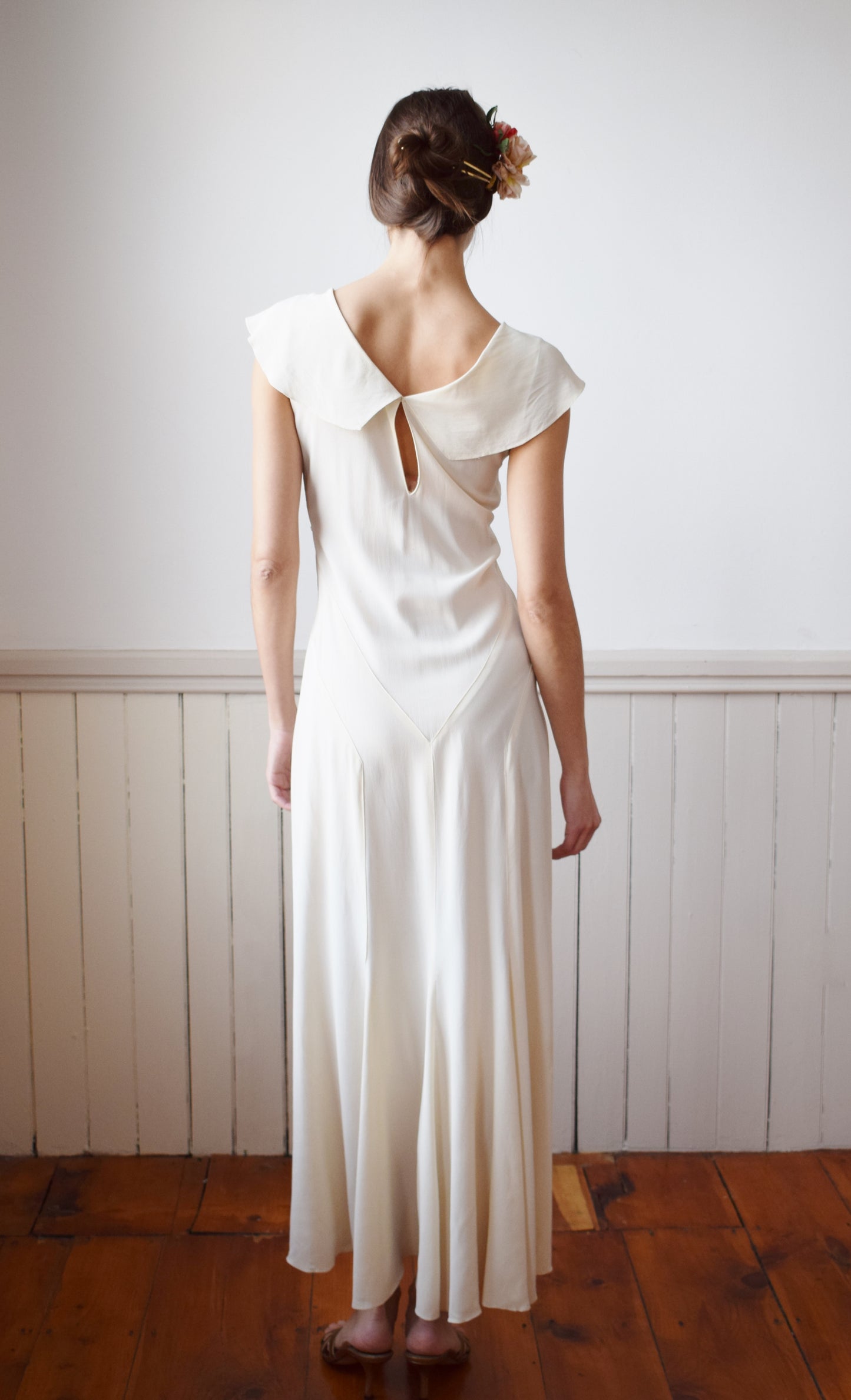 1930s Cream Rayon Gown | S