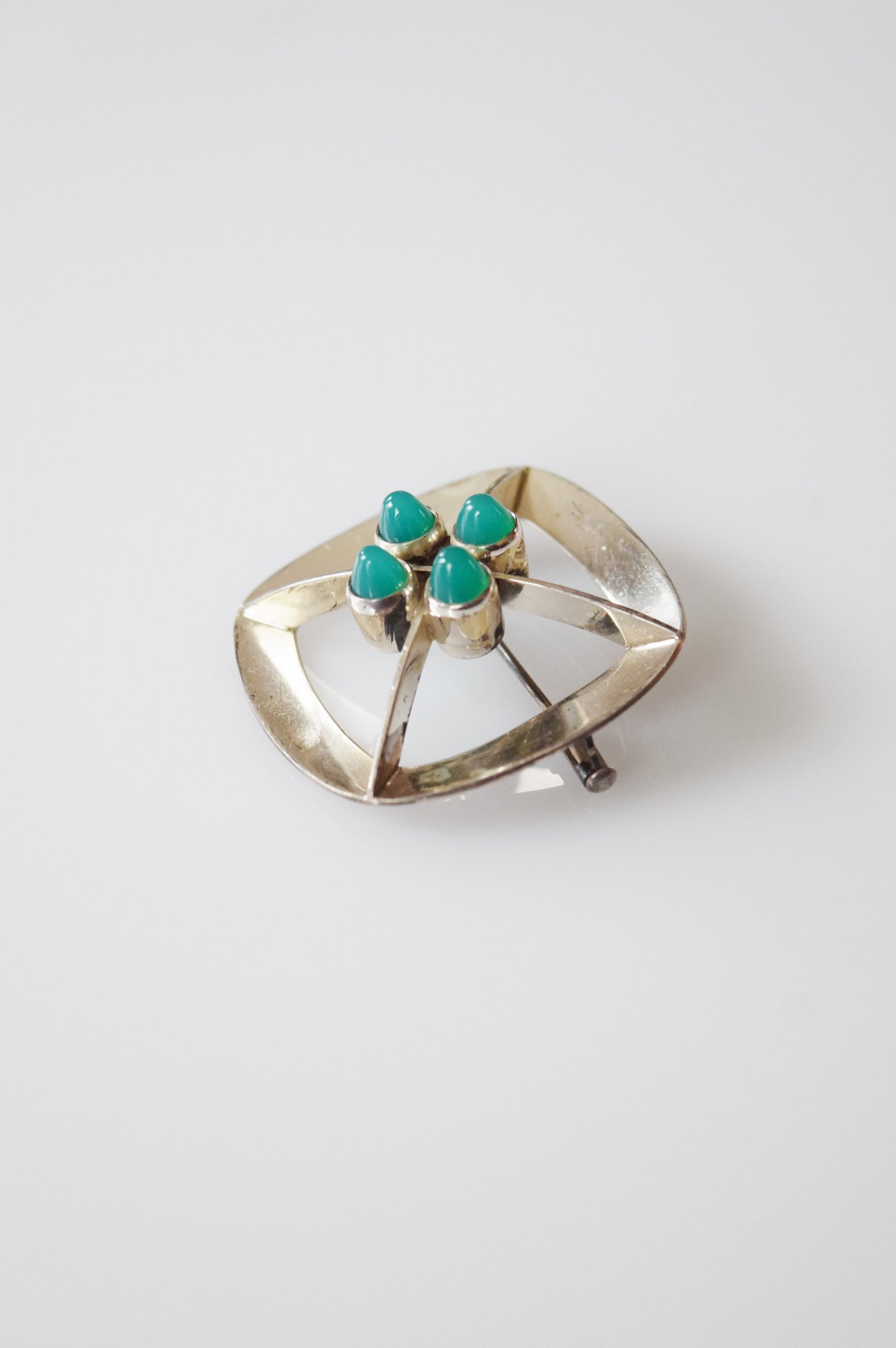 1970s Kultaseppa Solavaara Sterling + Agate Modernist Brooch