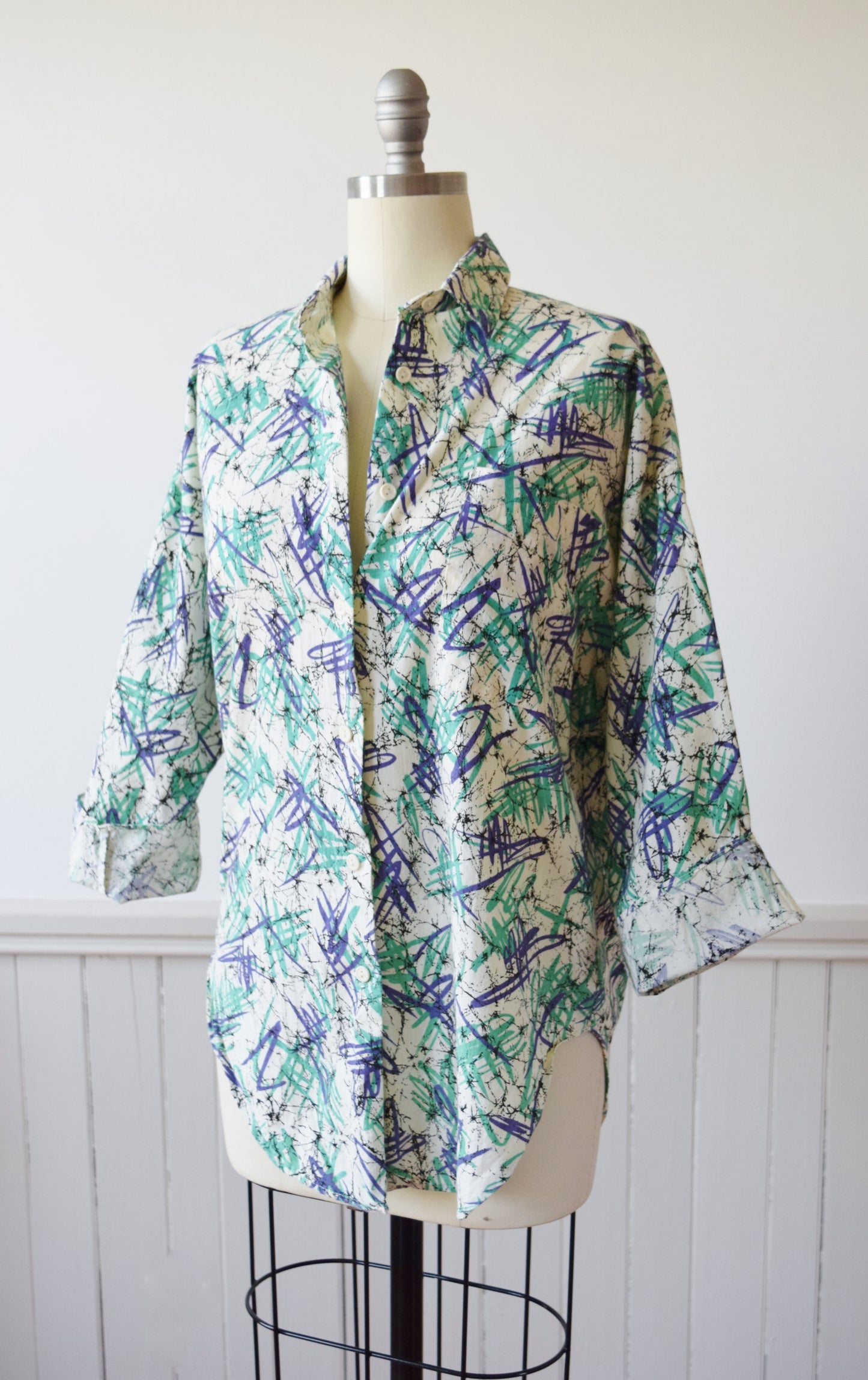 Vintage Scribble Shirt | 1980s | M