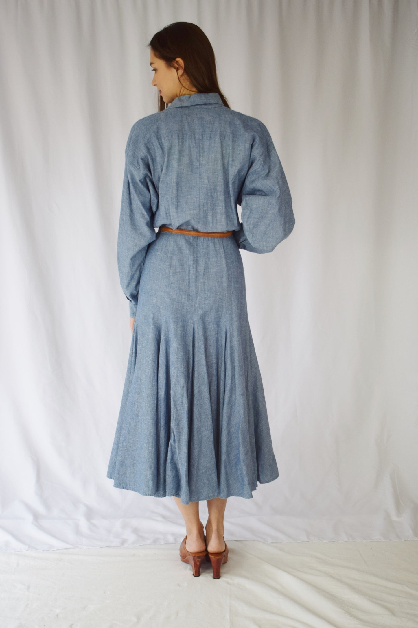 1990s Norma Kamali Chambray Dress | S/M