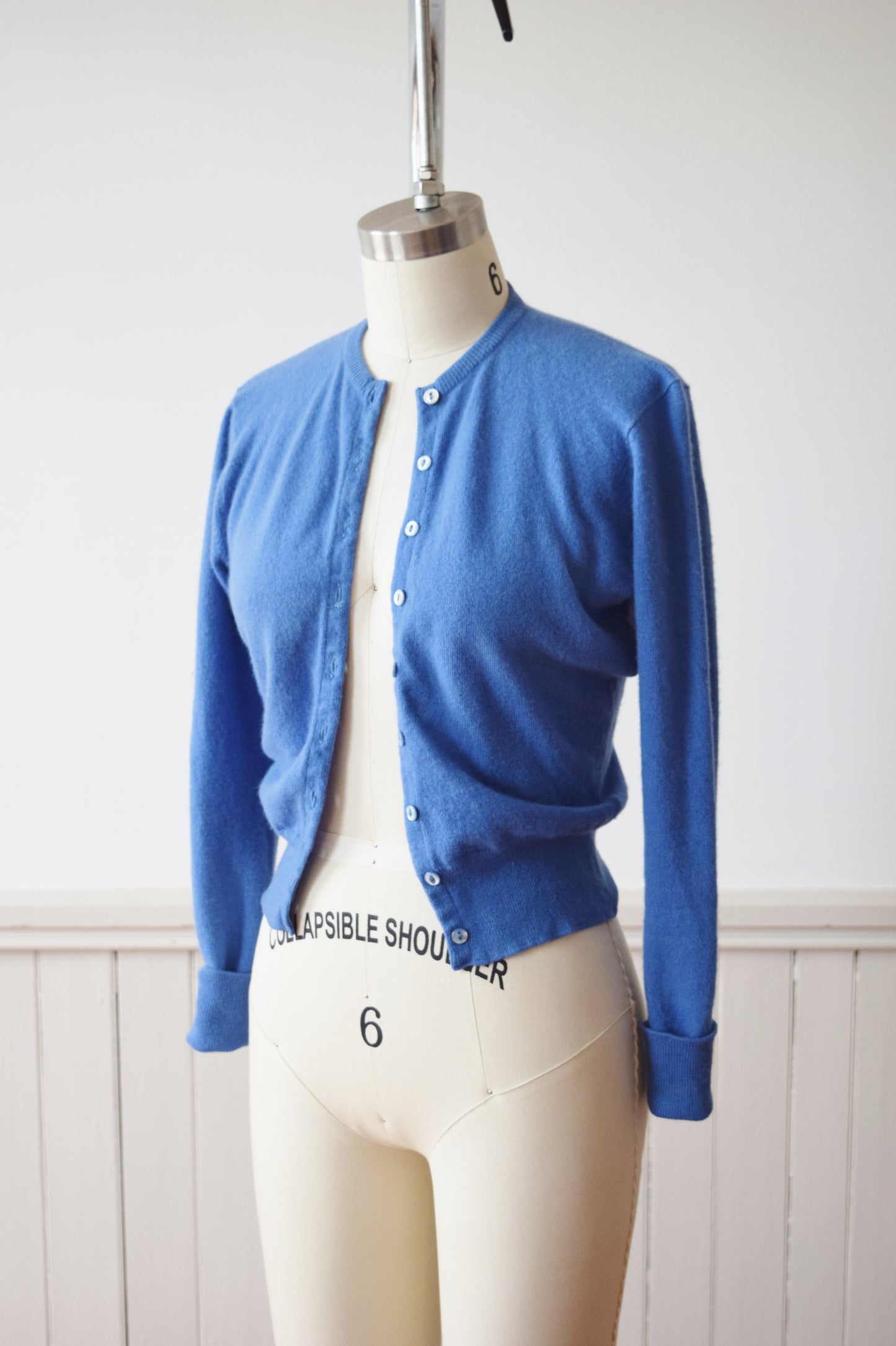 1950s/60s Sky Blue Classic Cashmere Cardigan | XS/P