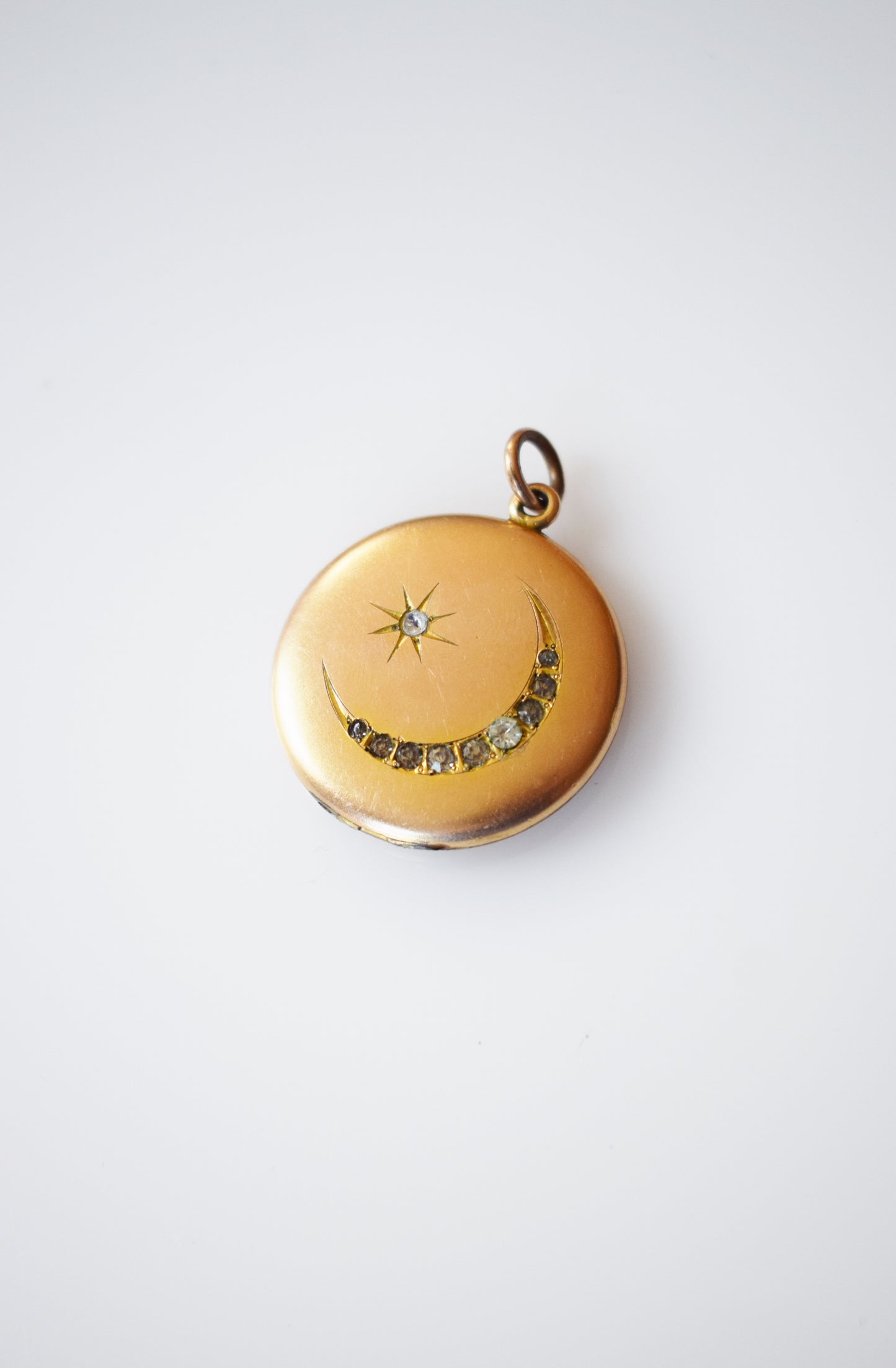 Antique Crescent Moon + Star Locket