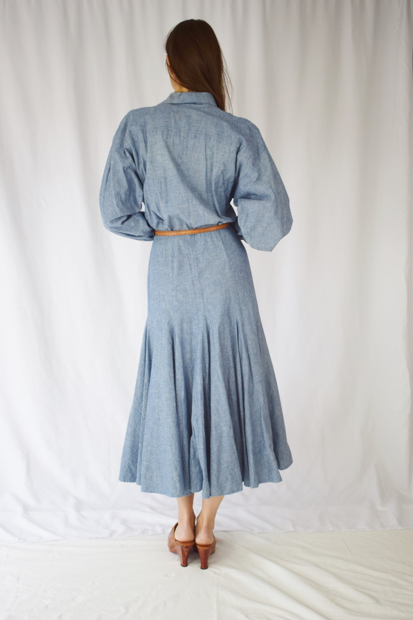 1990s Norma Kamali Chambray Dress | S/M