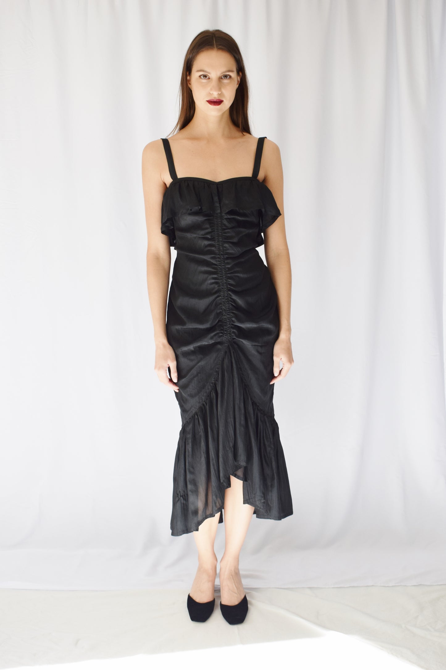 1990s Silk Ruffled Dress by Jil Sander | XS