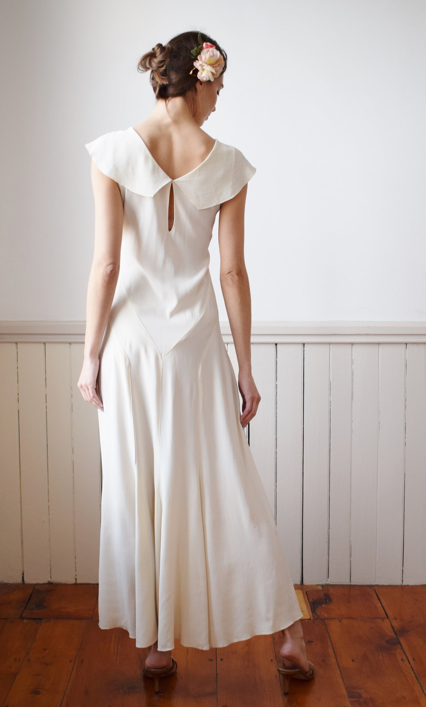 1930s Cream Rayon Gown | S