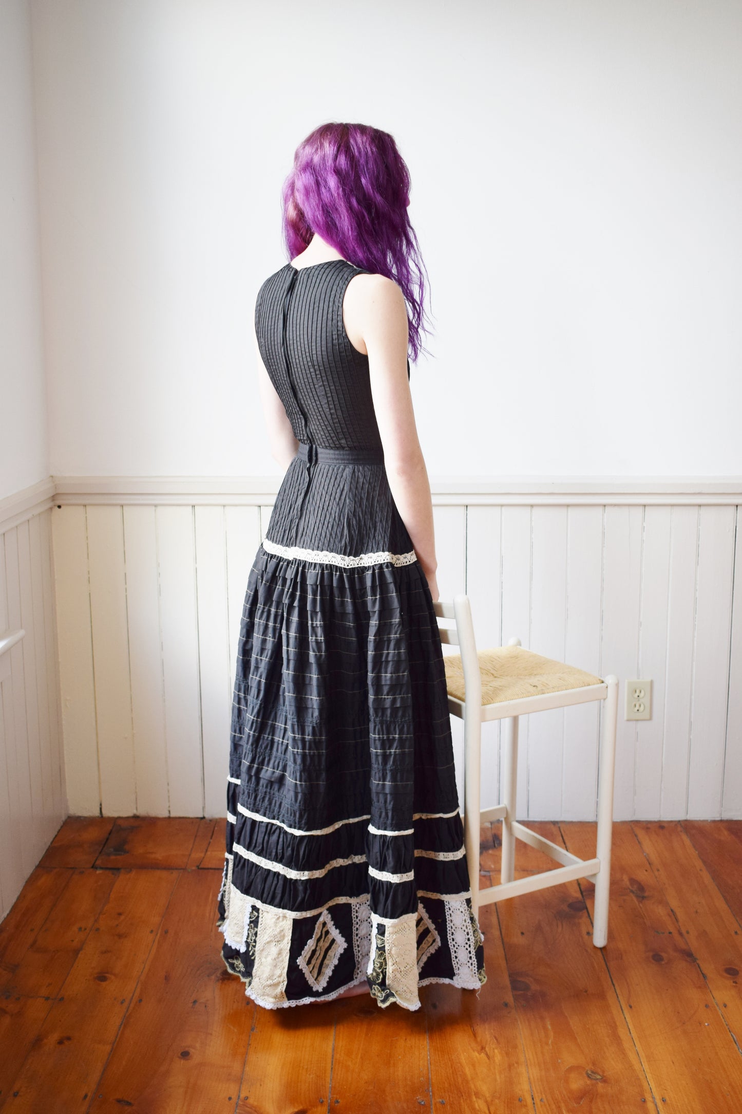 1970s Mexican Cotton Maxi Dress | XS