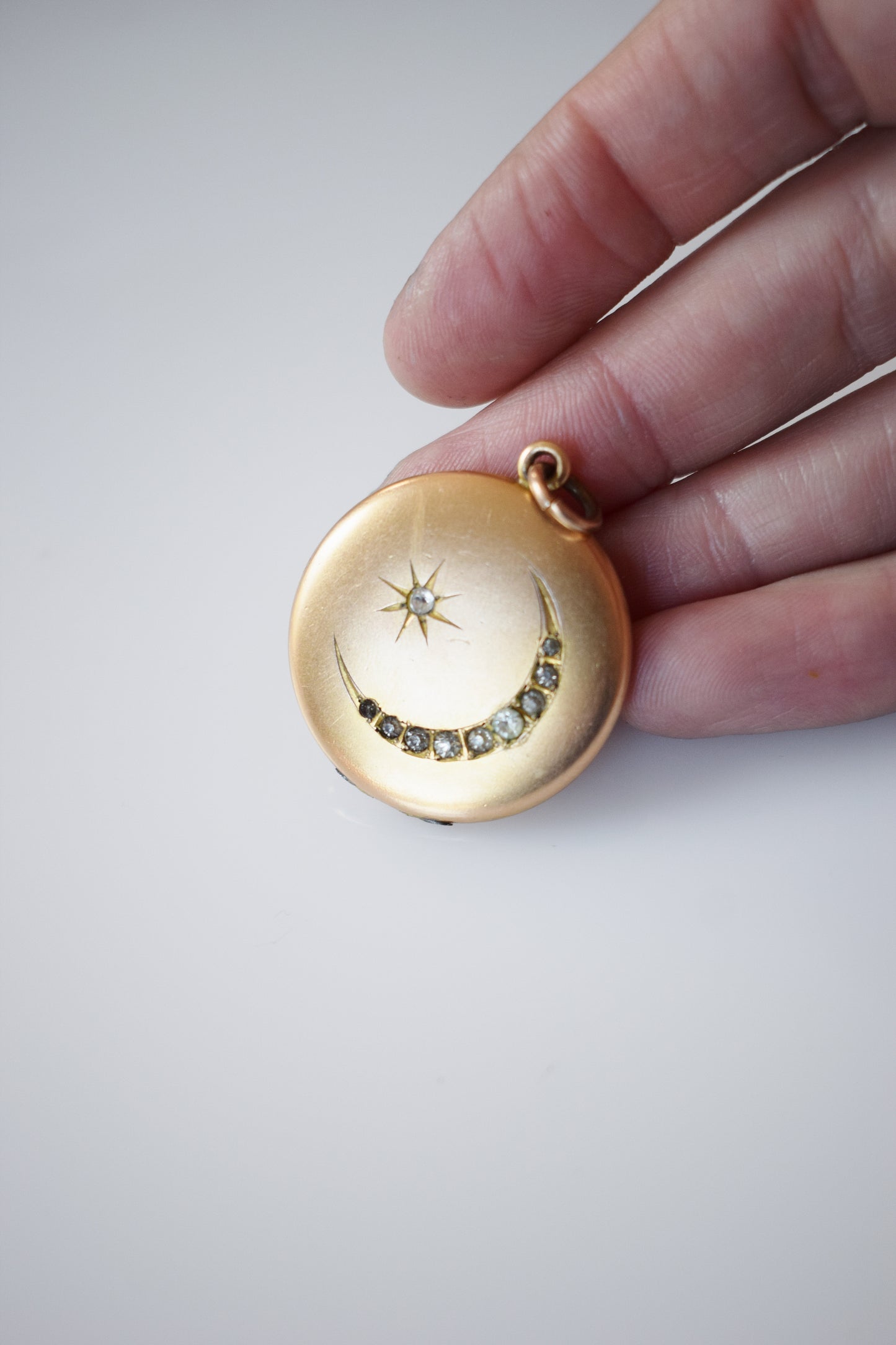 Antique Crescent Moon + Star Locket