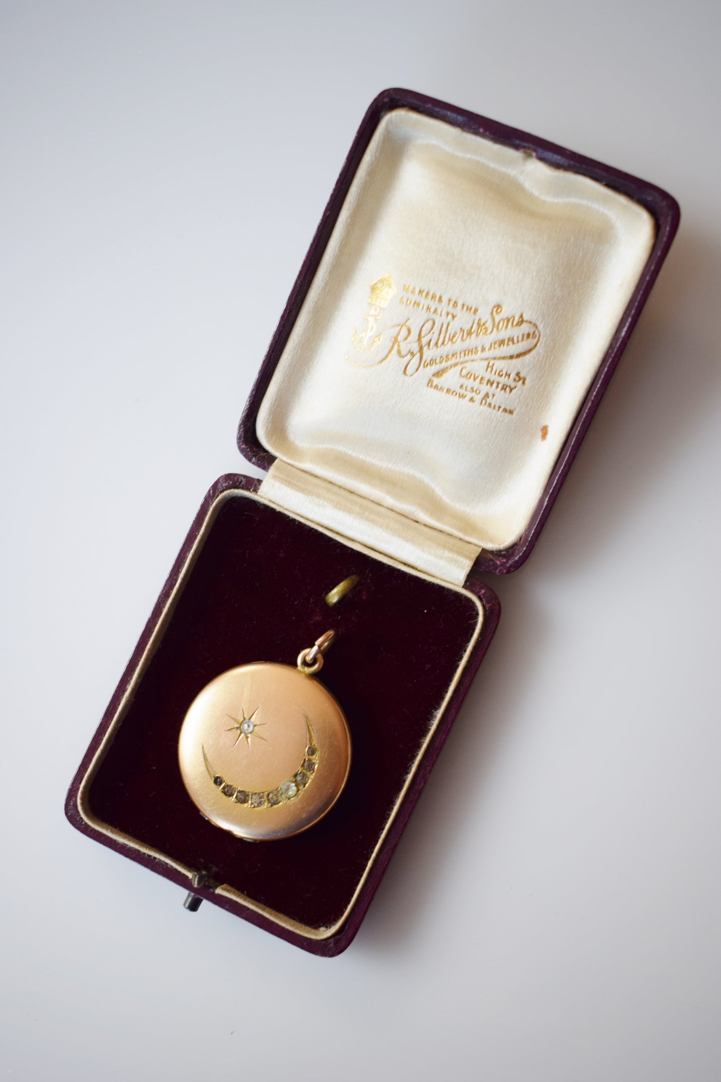 Antique Crescent Moon + Star Locket