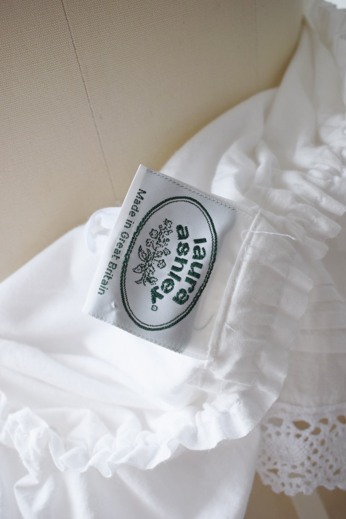 1980s Laura Ashley White Cotton Gown | M
