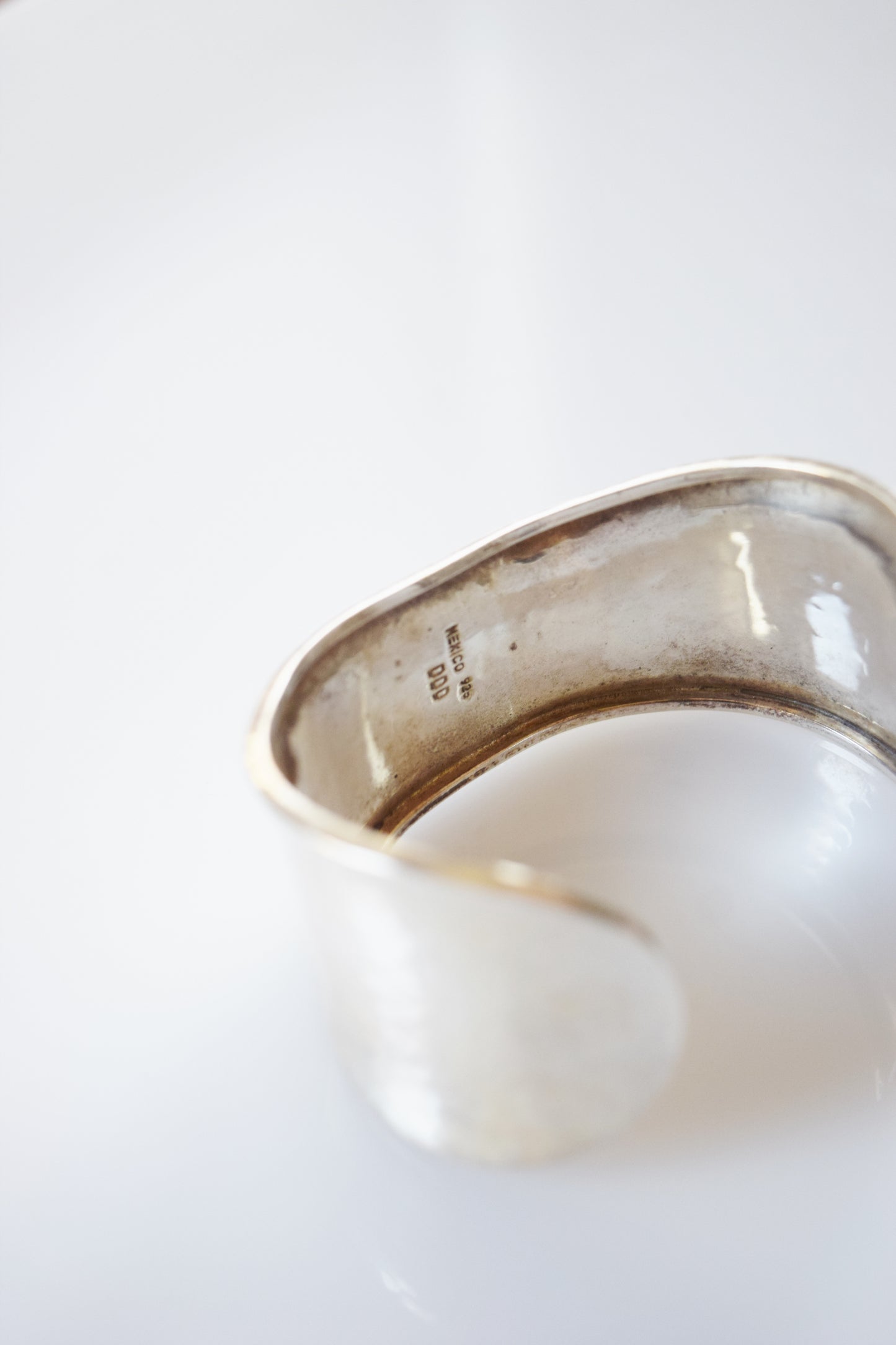 Modernist Hammered Silver and Jasper Cuff