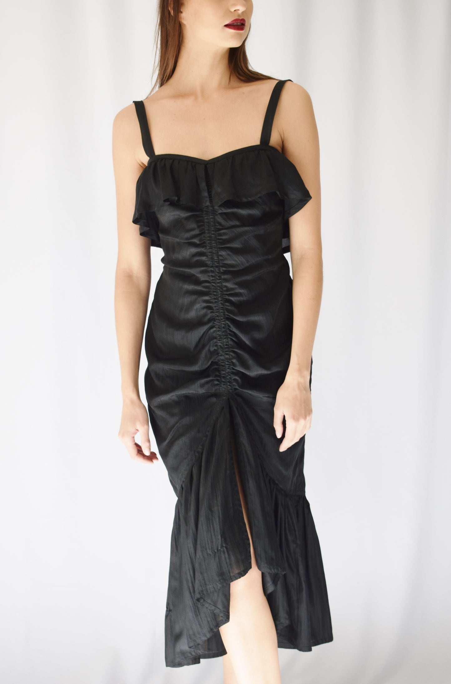 1990s Silk Ruffled Dress by Jil Sander | XS