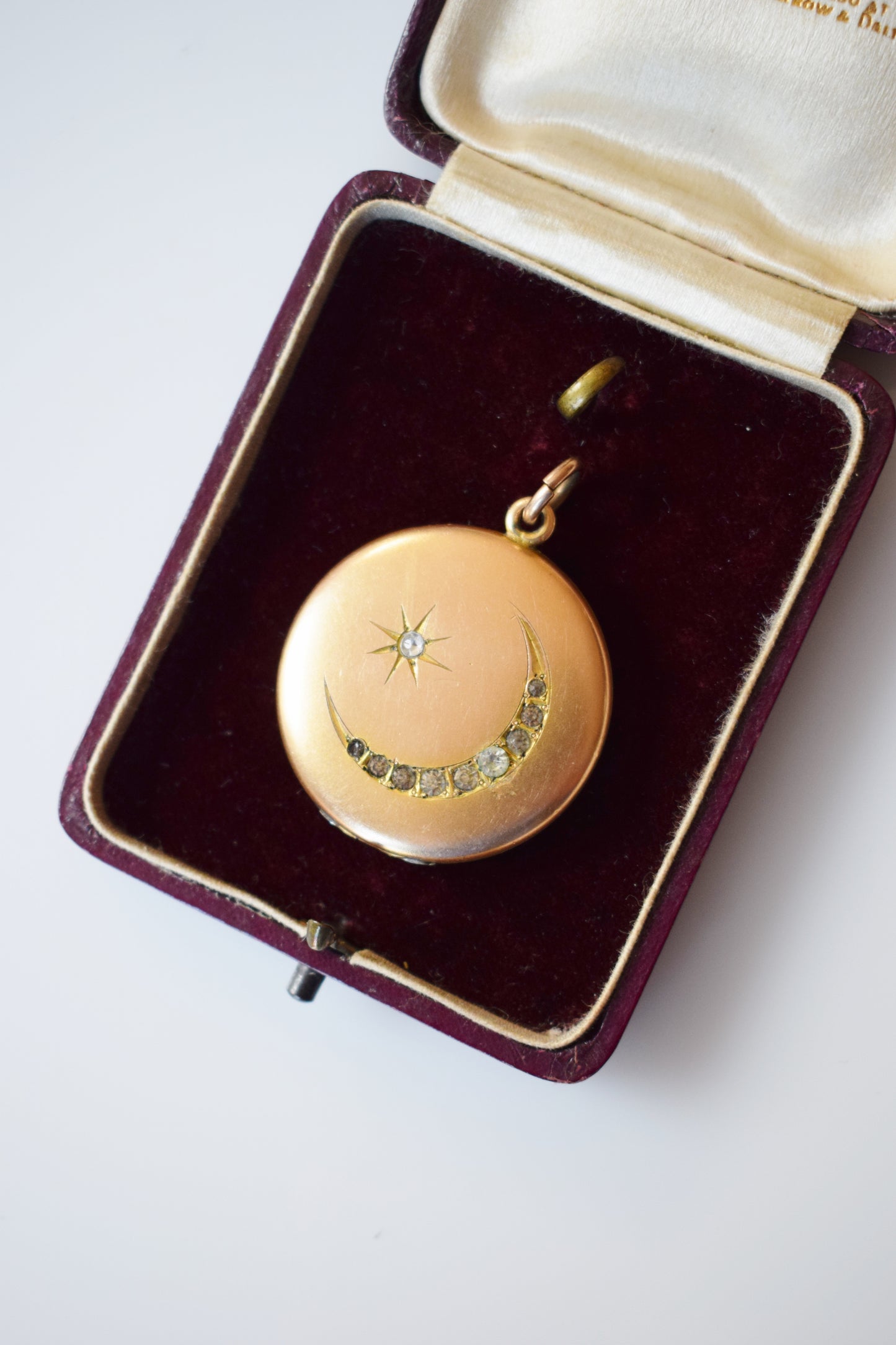 Antique Crescent Moon + Star Locket