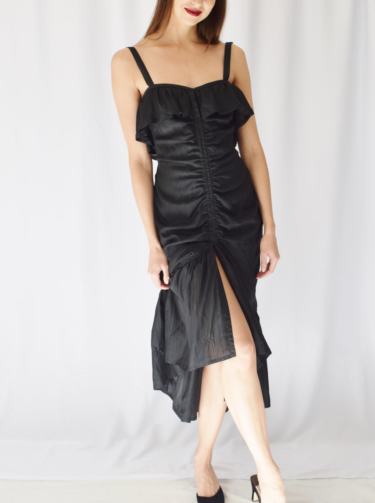 1990s Silk Ruffled Dress by Jil Sander | XS