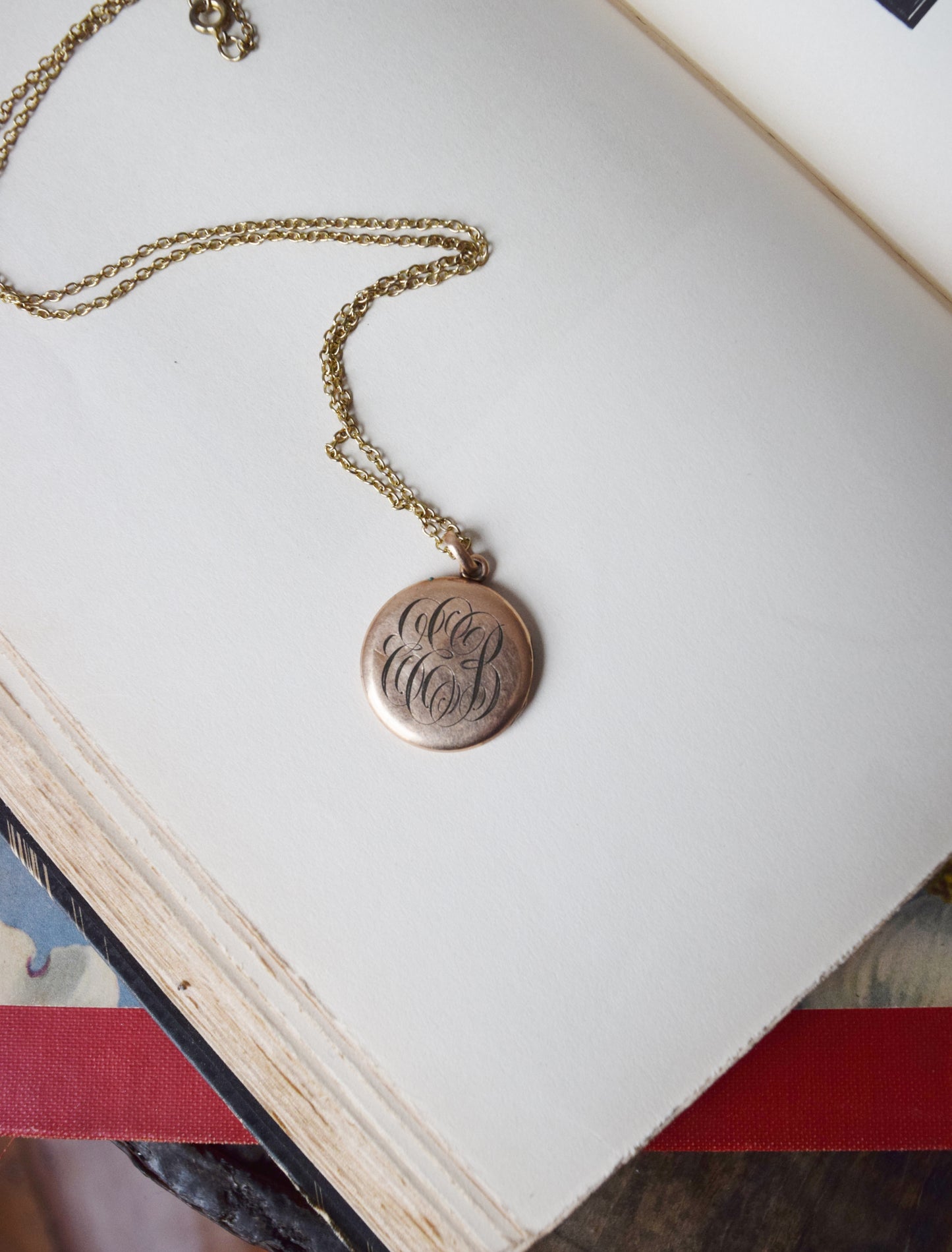Antique Gold Monogrammed Circle Locket | Edwardian Locket | Initials EEB