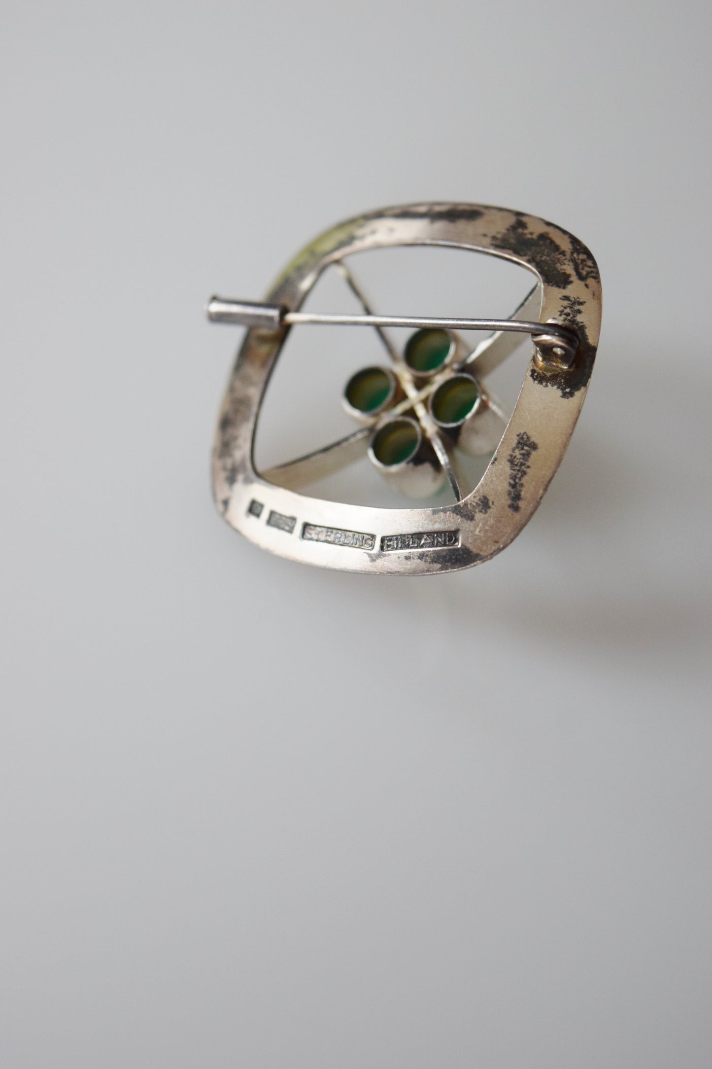 1970s Kultaseppa Solavaara Sterling + Agate Modernist Brooch