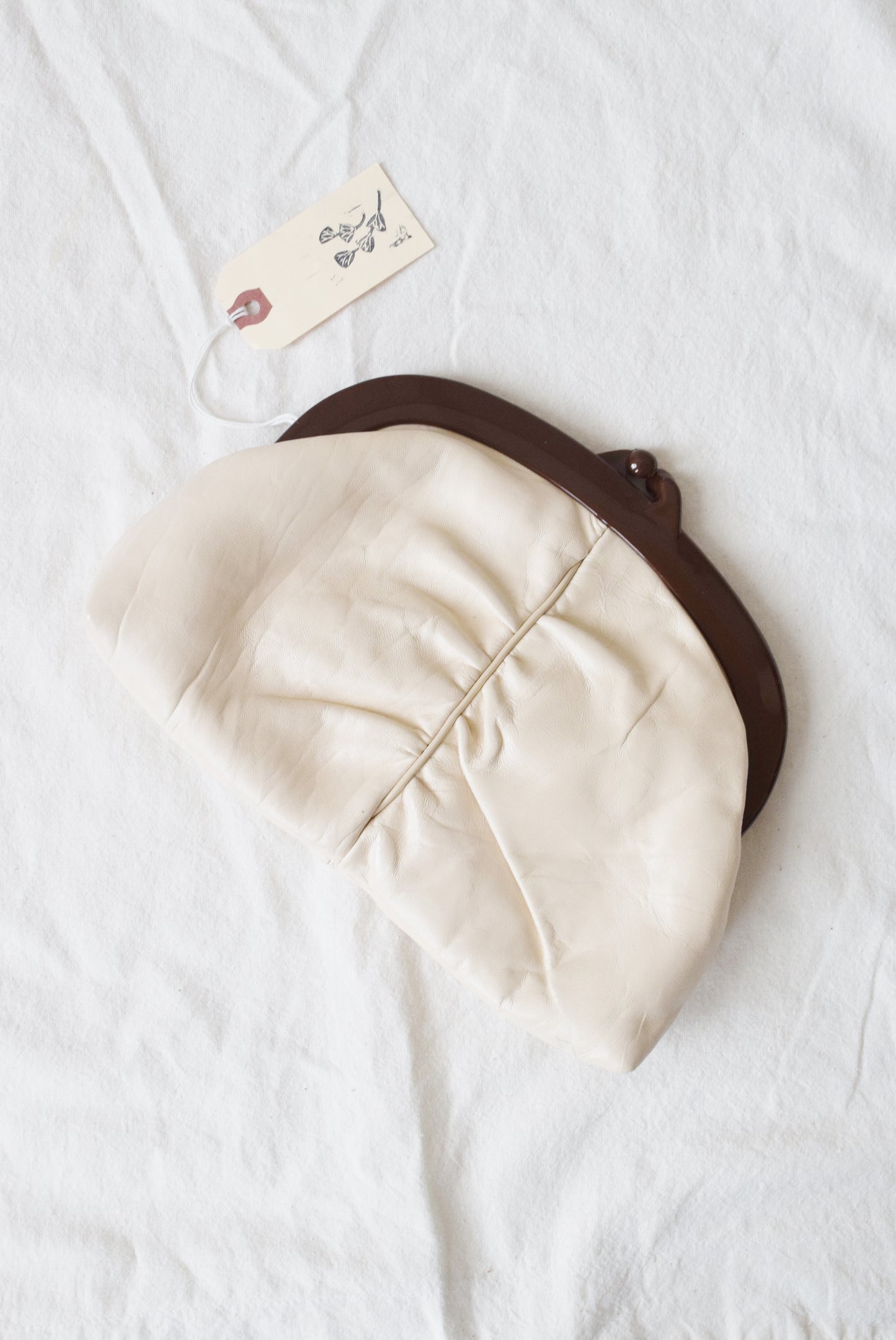 1970s Kidskin Leather Clutch in Cream