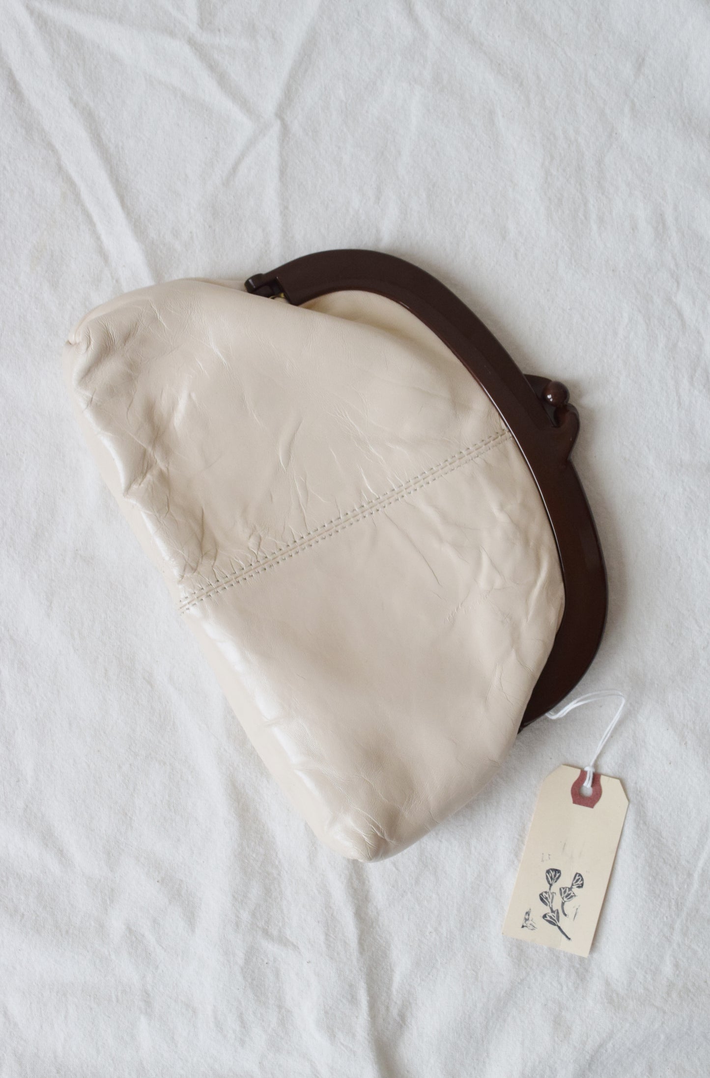 1970s Kidskin Leather Clutch in Cream