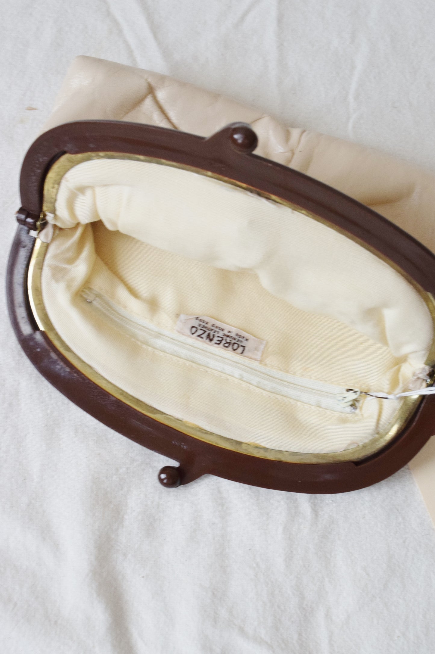 1970s Kidskin Leather Clutch in Cream