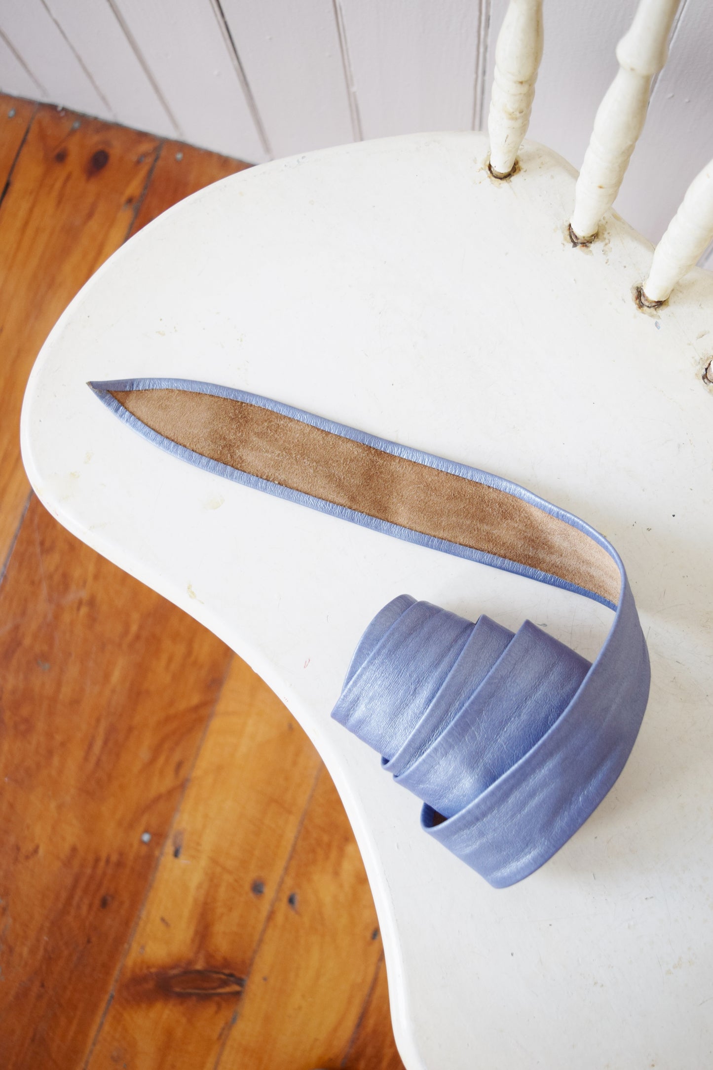 Metallic Lilac Leather Tie Belt |1980s