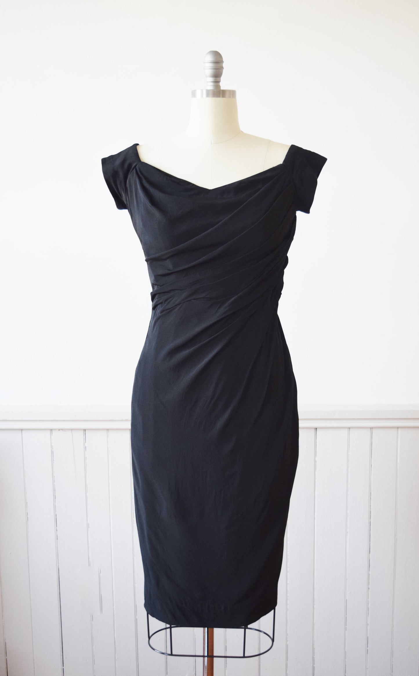 1950s Draped Cocktail Dress | M