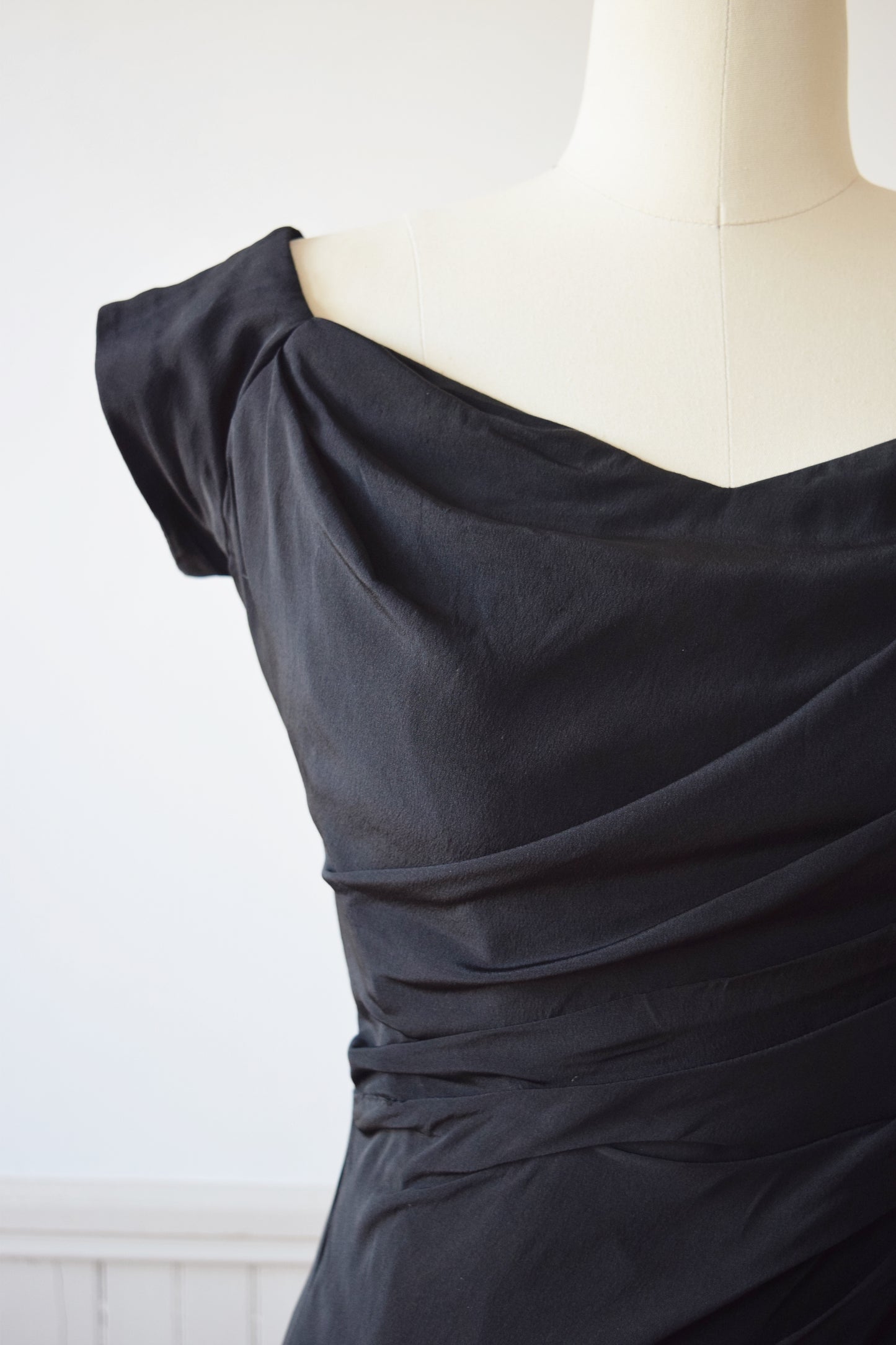 1950s Draped Cocktail Dress | M