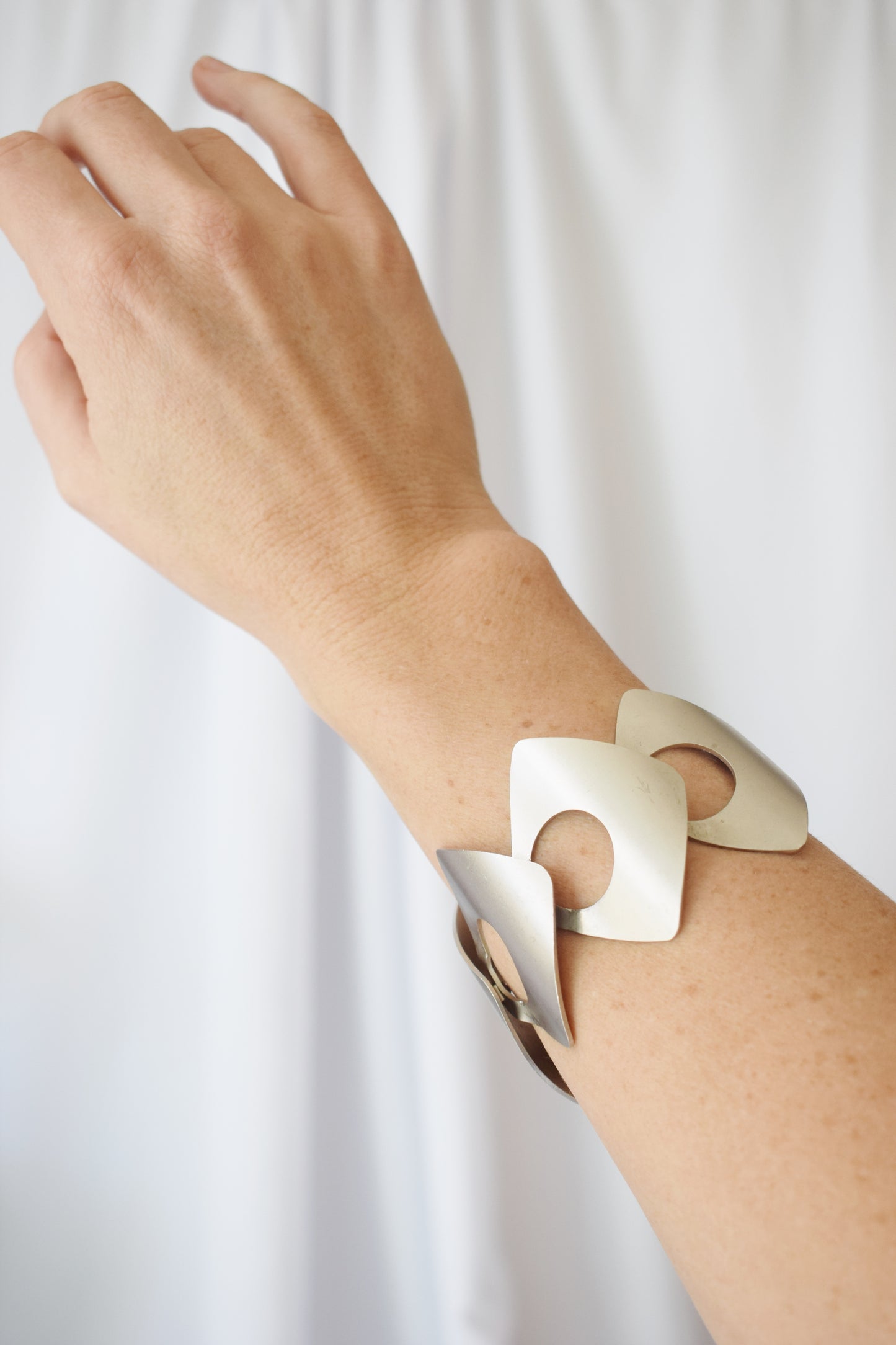 Vintage Sterling Silver Modernist Link Bracelet