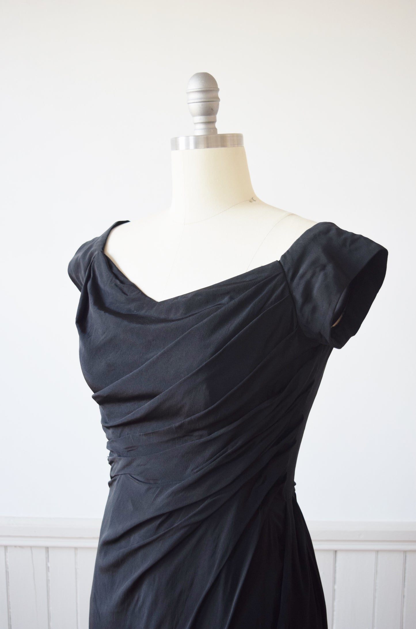 1950s Draped Cocktail Dress | M