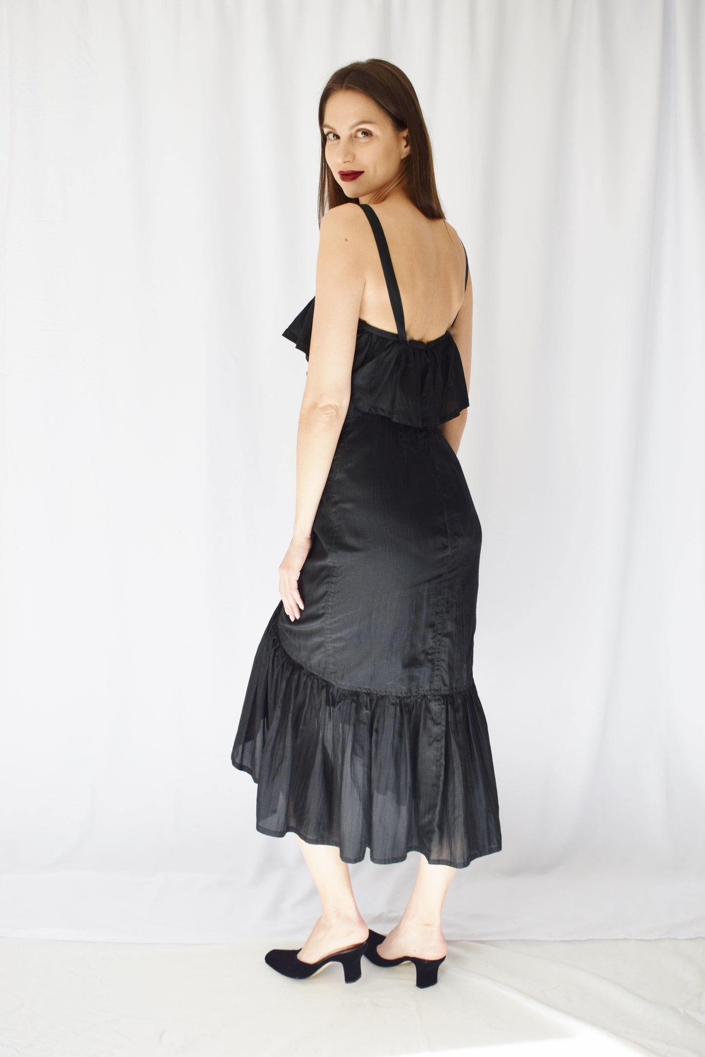 1990s Silk Ruffled Dress by Jil Sander | XS