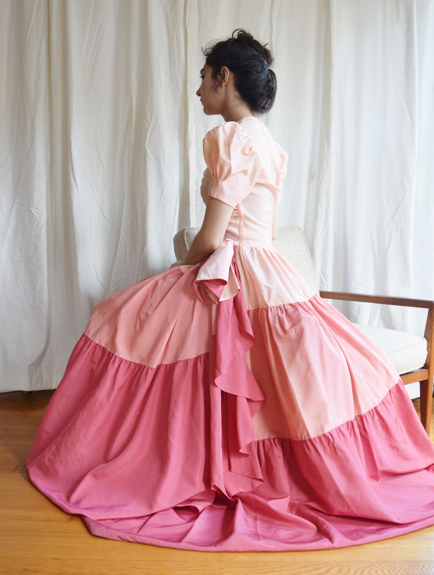 1930s / 1940s Color Block Ombre Pink Gown | c. 1939 Bridesmaids Gown | Vintage Wedding Dress
