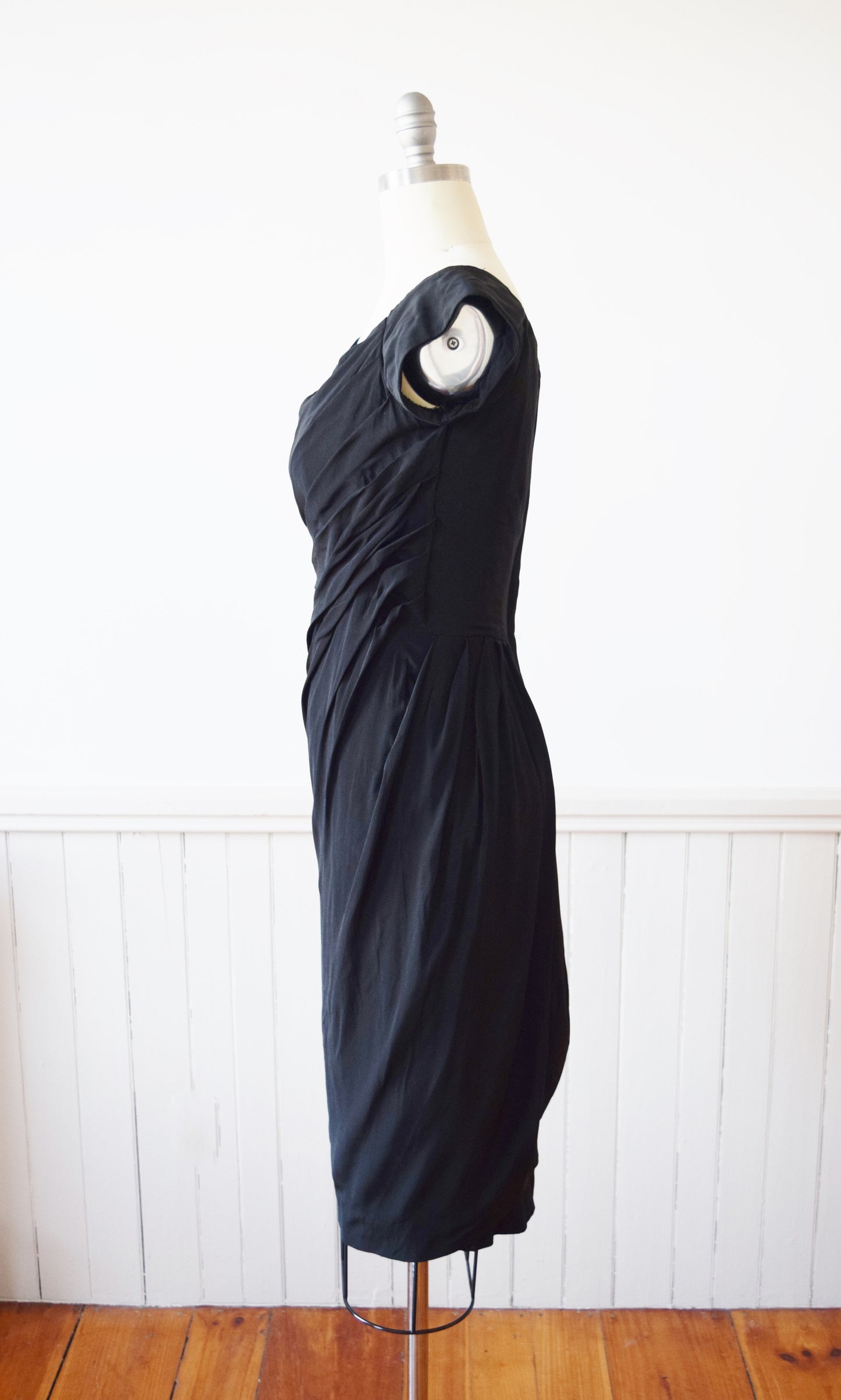 1950s Draped Cocktail Dress | M