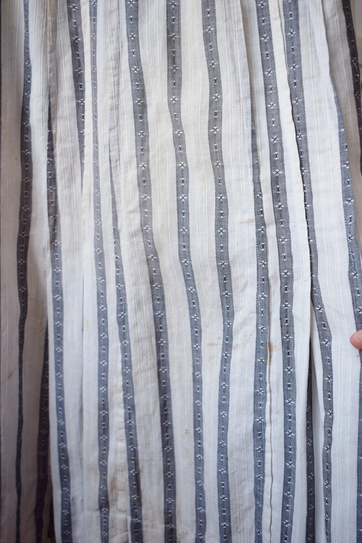 Antique Ticking Stripe Pleated Cotton Skirt | L