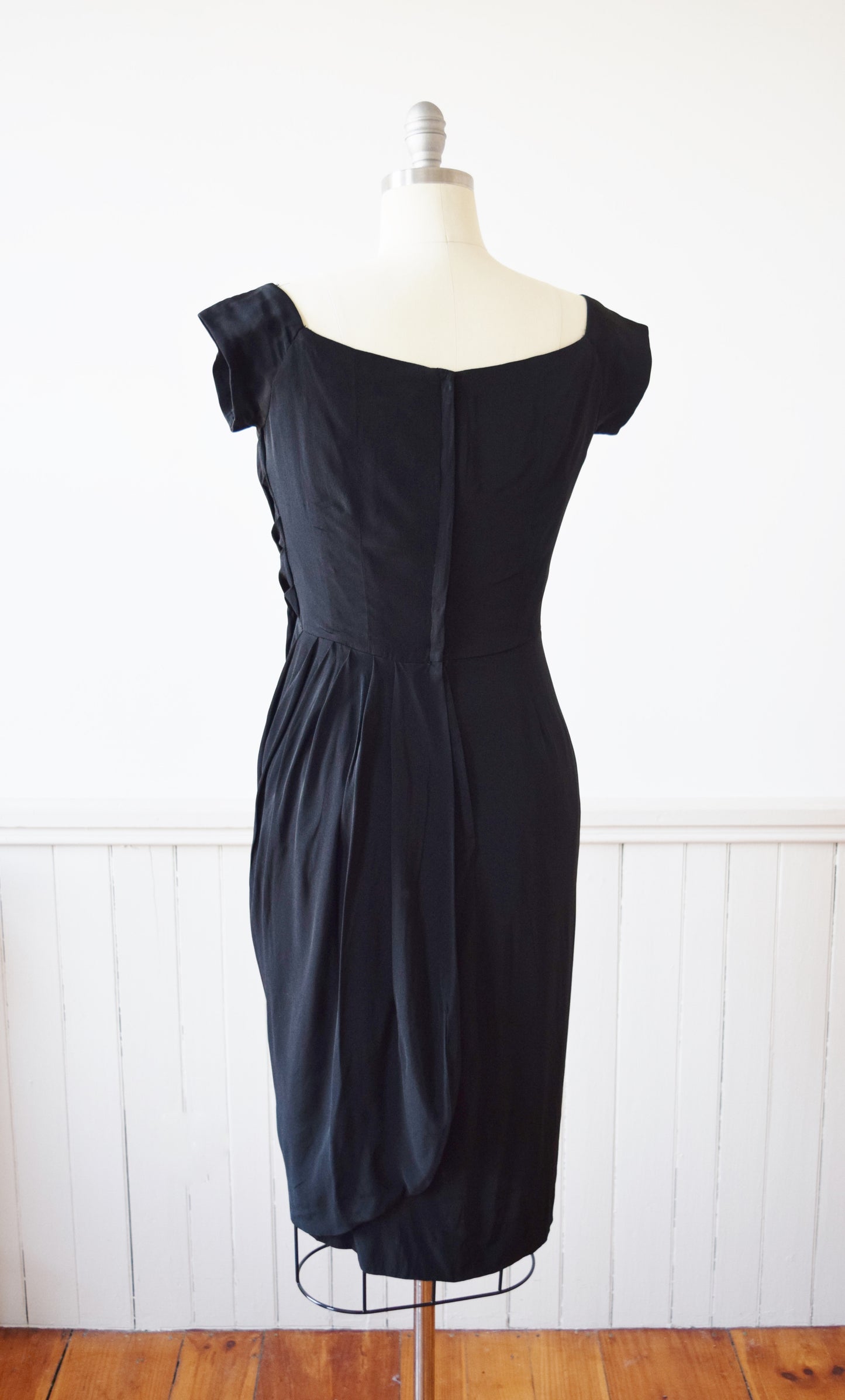 1950s Draped Cocktail Dress | M