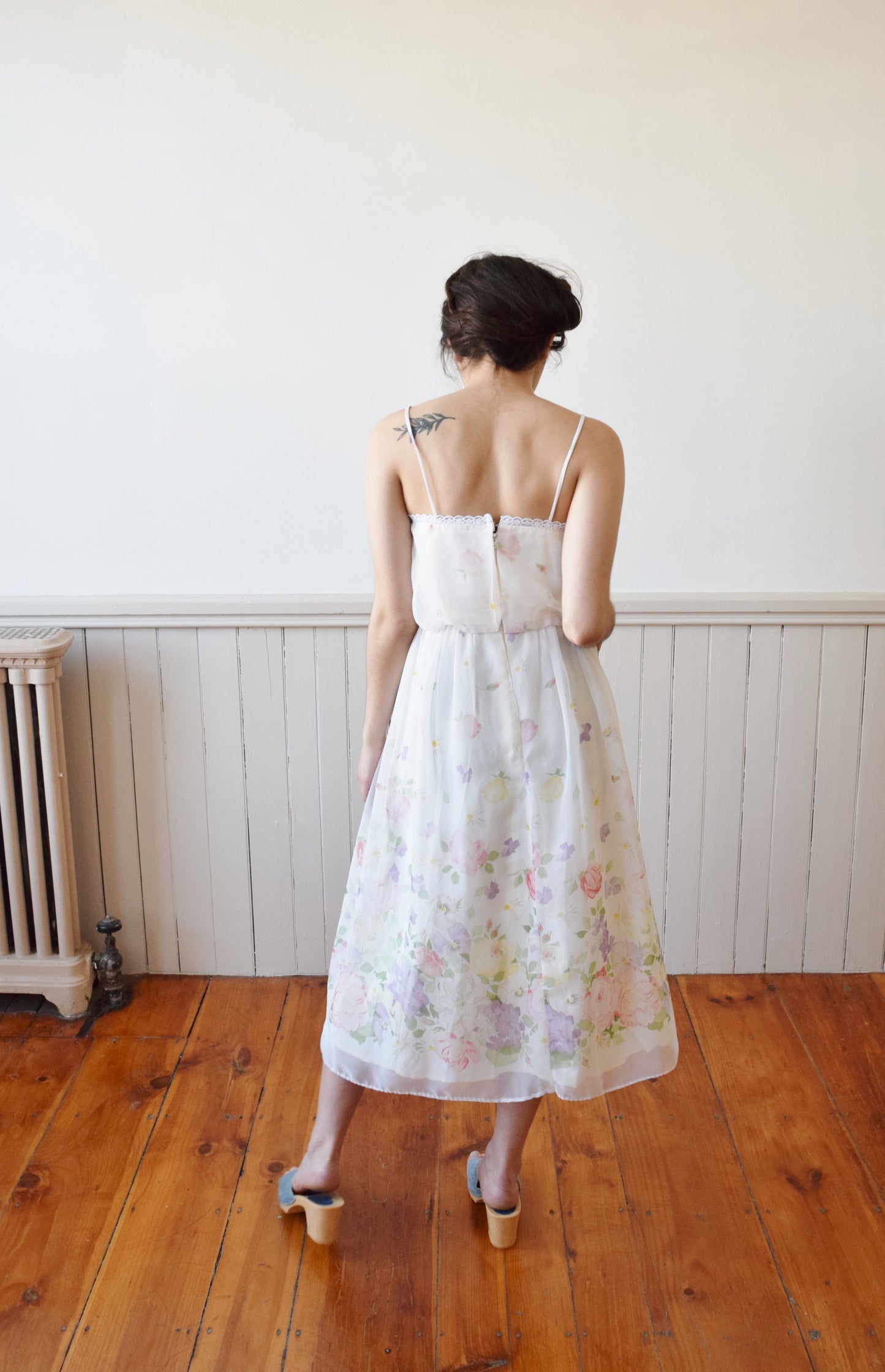 Spring Posy Chiffon Dress | 1970s | XS